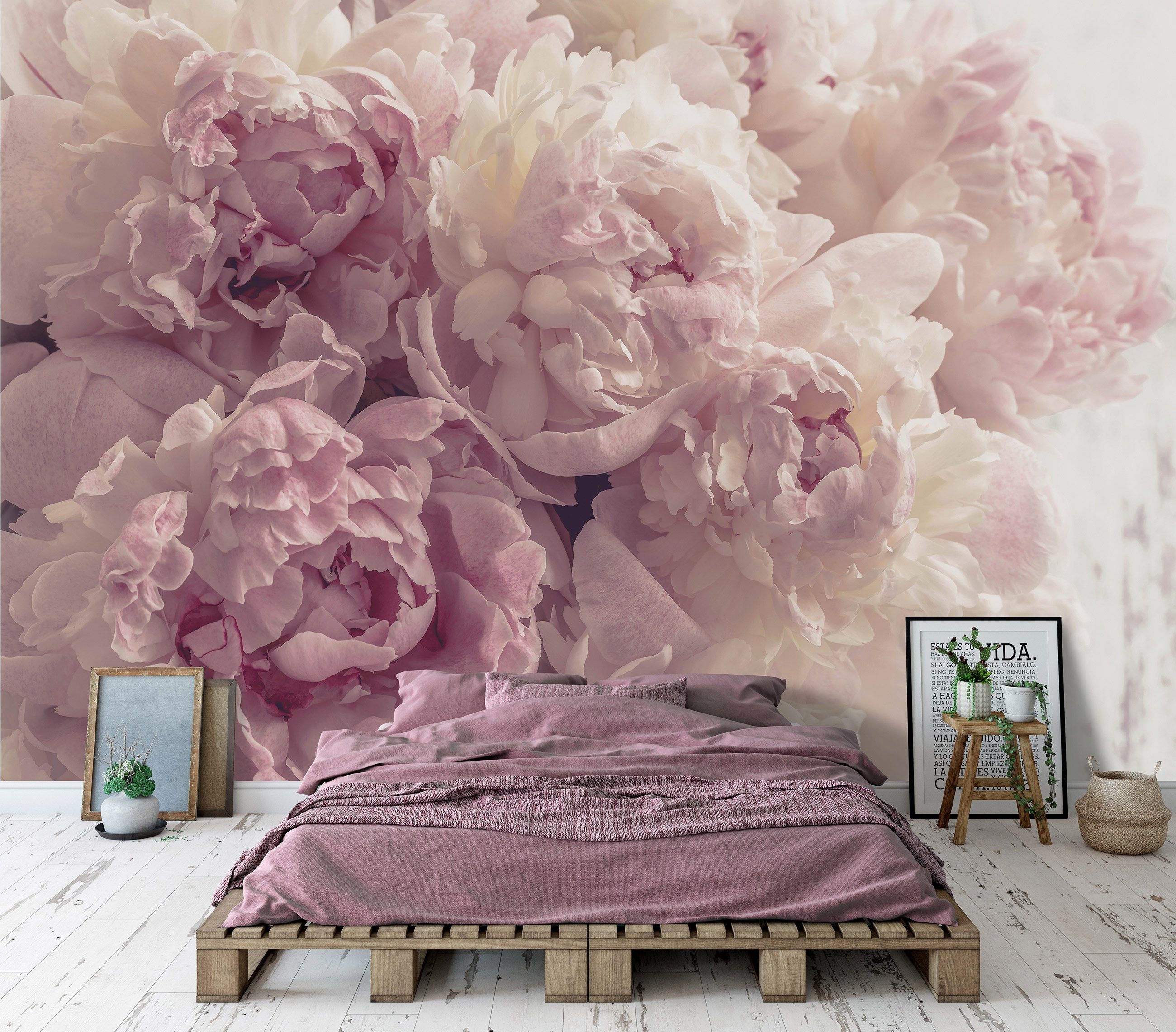 Kleister Pfingstrosen, inklusive Vliestapete Blumen Wandtapete Wohnzimmer Motivtapete, Vliestapete Schlafzimmer Tapete Glatt, Wallarena Rosen XXL