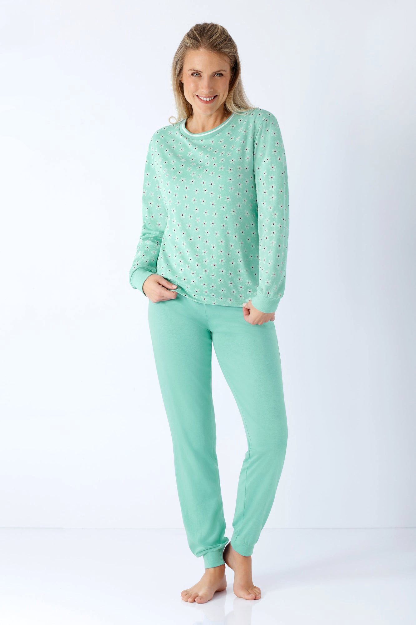 Hajo Schlafanzug Damen Schlafanzug mit Bündchen Premium Cotton