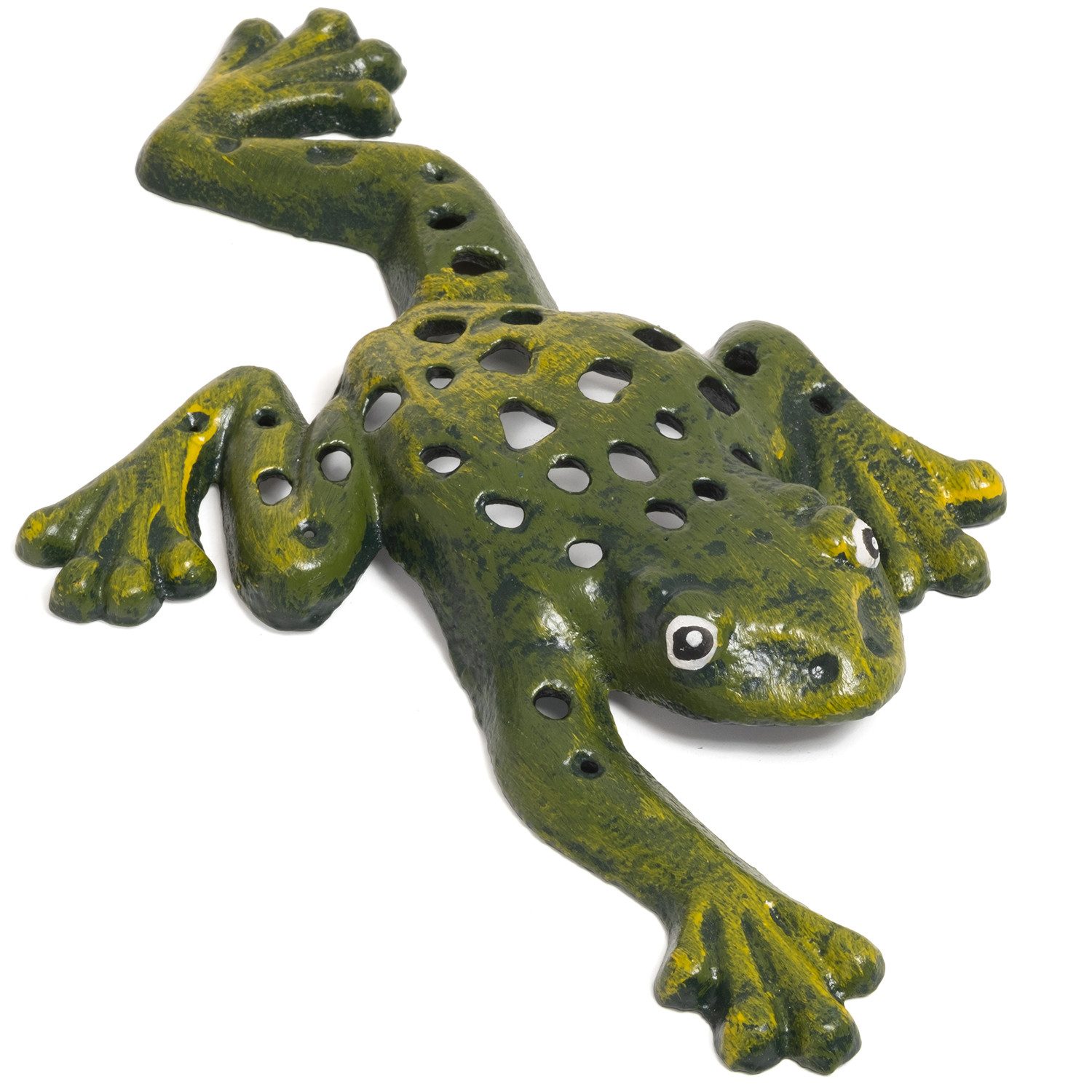 Moritz Dekofigur Frosch Gusseisen 22 cm liegend grün wetterfest Garten Teich Gartendeko, Gartendeko Figuren Dekofrosch Gartenteich Deko