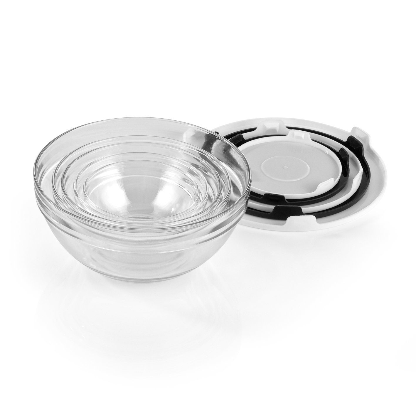 GOURMETmaxx Aufbewahrungsschüssel Glas Frischhaltedosen Lunchbox (5er mit schwarz, Glas, 10-tlg), Deckel stapelbar Brotdosen, Set