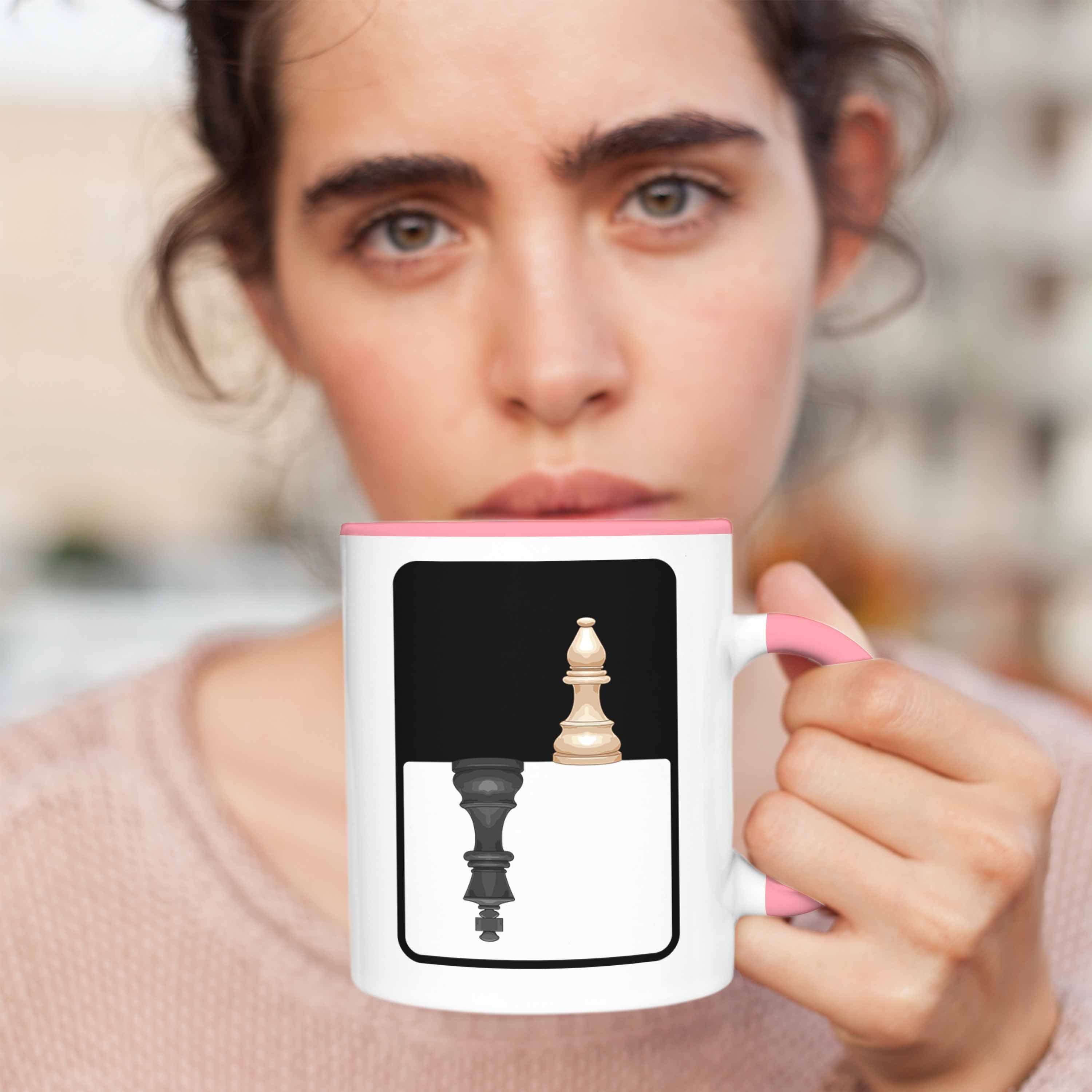 Trendation Tasse Trendation Geschenkidee Schachfiguren Schachspieler Grafik - Tasse Schach Rosa Geschenk