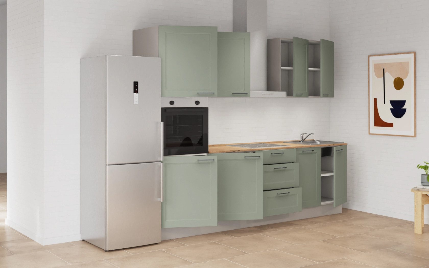 nobilia® Küchenzeile Norr, individuell anpassbar, gratis Küchenplanung mit Profis, (Breite 270 cm), vormontiert, wahlw. mit E-Geräten, inkl. Lieferung