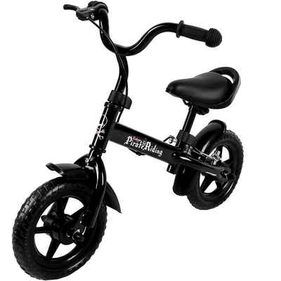 Spielwerk Laufrad Easy Pirate, 2-5 Jahre 10 Zoll Höhenverstellbar Bremse Lenkrad PU-Reifen Fahrrad Sattel Schwarz