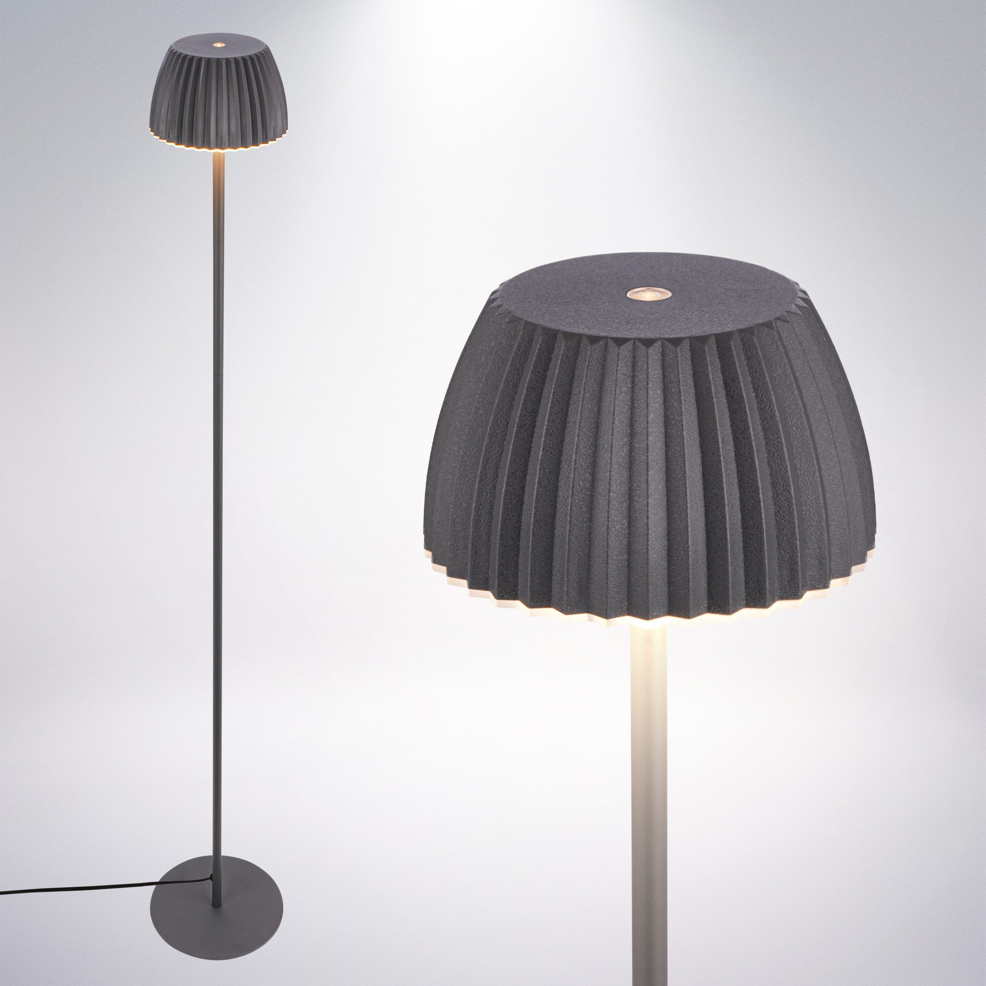 Briloner Leuchten LED Stehlampe Riffle Stehleuchte dimmbar Design Award akku oder kabel, mit Kabel, LED fest integriert, 2700K - Extra-Warmweiß