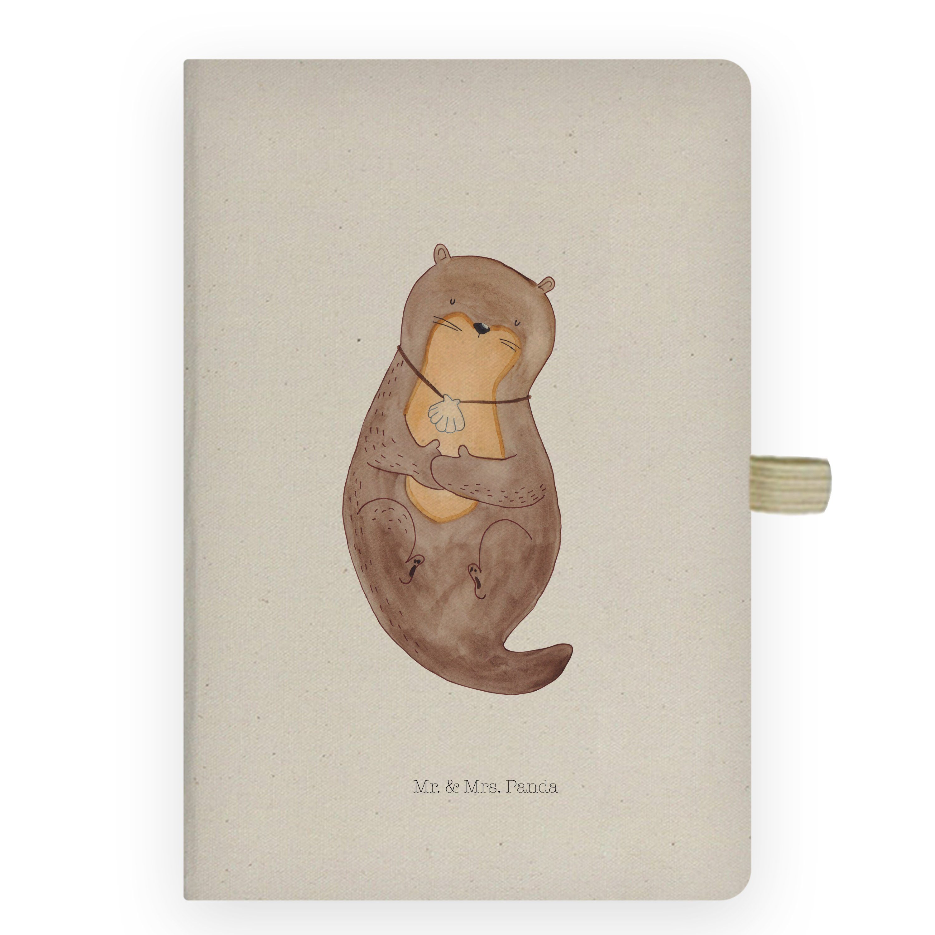 Mr. & Mrs. Panda Notizbuch Otter Muschel - Transparent - Geschenk, grübeln, Schreibheft, Eintrag Mr. & Mrs. Panda, Umweltfreundlich