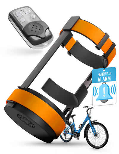 Parkwächter Fahrradalarm mit Universal Flaschenhalter Fahrrad-Alarmanlage (Wasserfeste Fahrradhalterung in Orange)