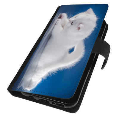 Traumhuelle Smartphone-Hülle MOTIV 121 Katze Weiß Hülle für iPhone Xiaomi Google Huawei Motorola, Schutz Handy Tasche Etui Case Klapphülle Cover Schutzhülle