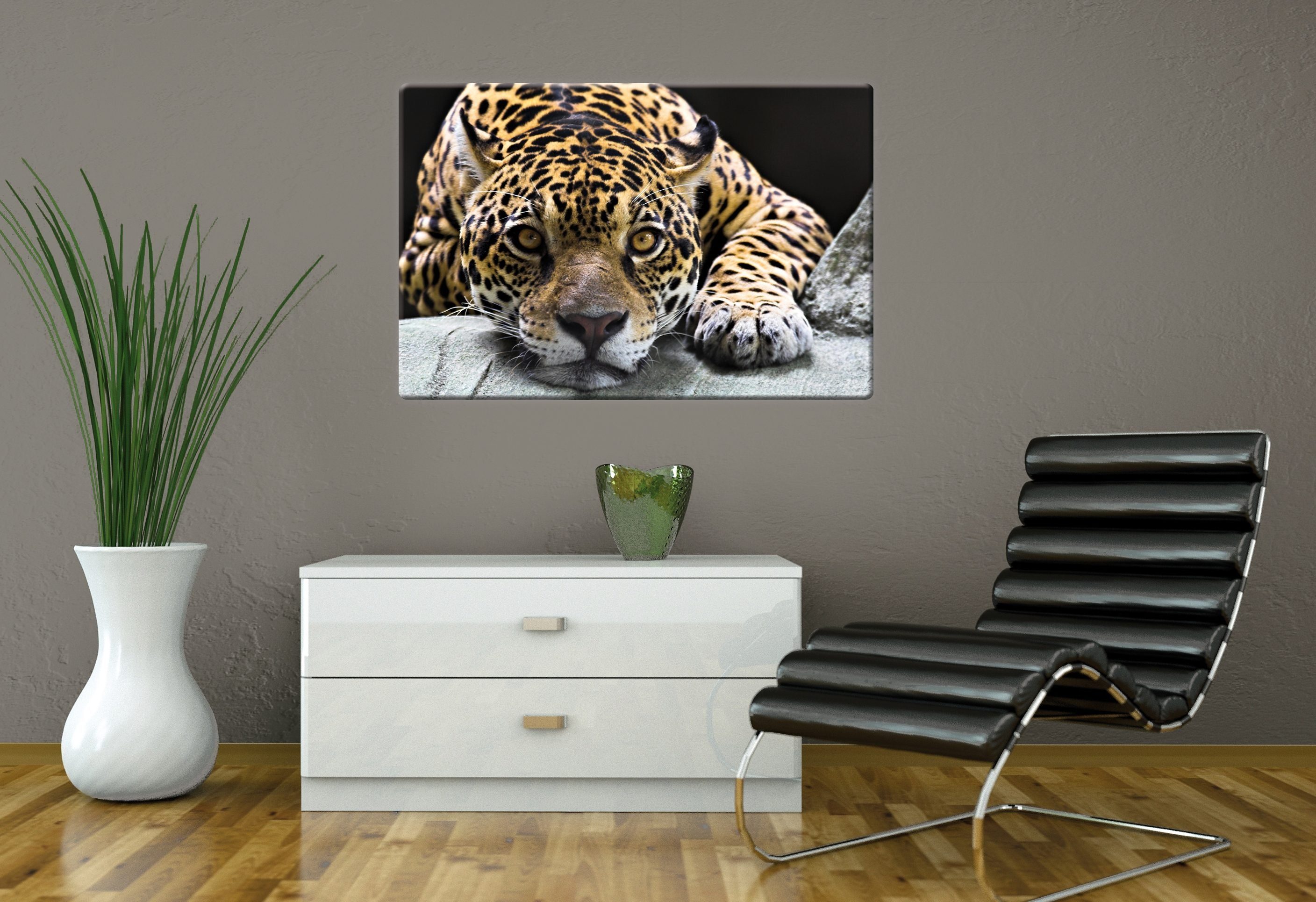 cm Wall-Art 100/70 Glasbild Jaguar,