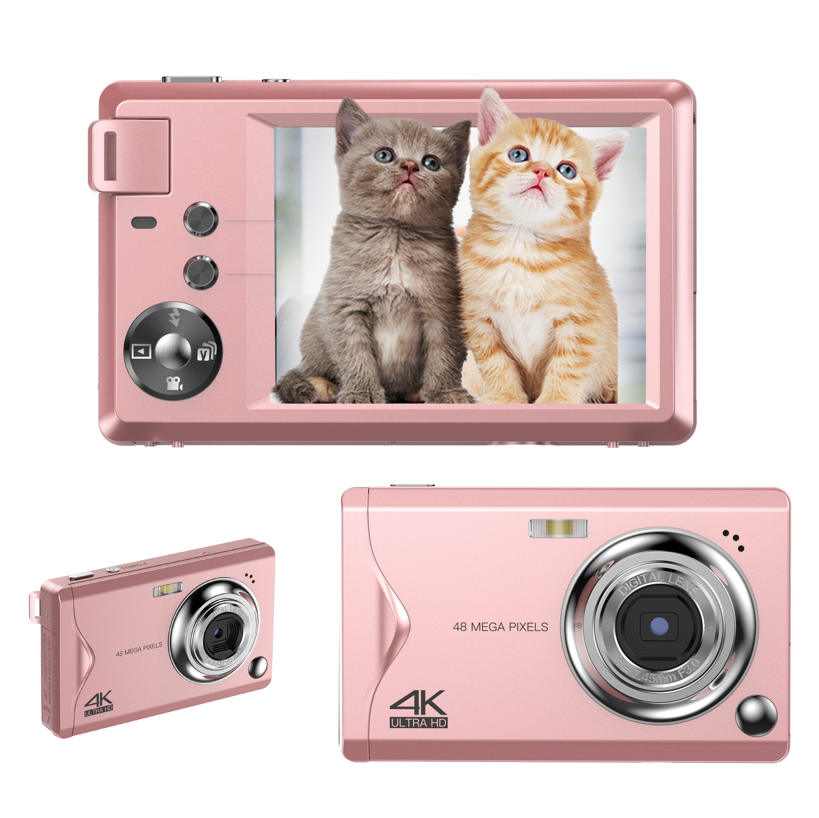 HT Digitalkamera 48MP 1080P FHD Fotokamera Kompaktkamera (inkl. mit Autofokus 16X Digitalzoom Fotoapparat Tragbare, Kompaktkamera mit 32GB SD-Karte für Kinder Teenager Anfänger Geschenk)