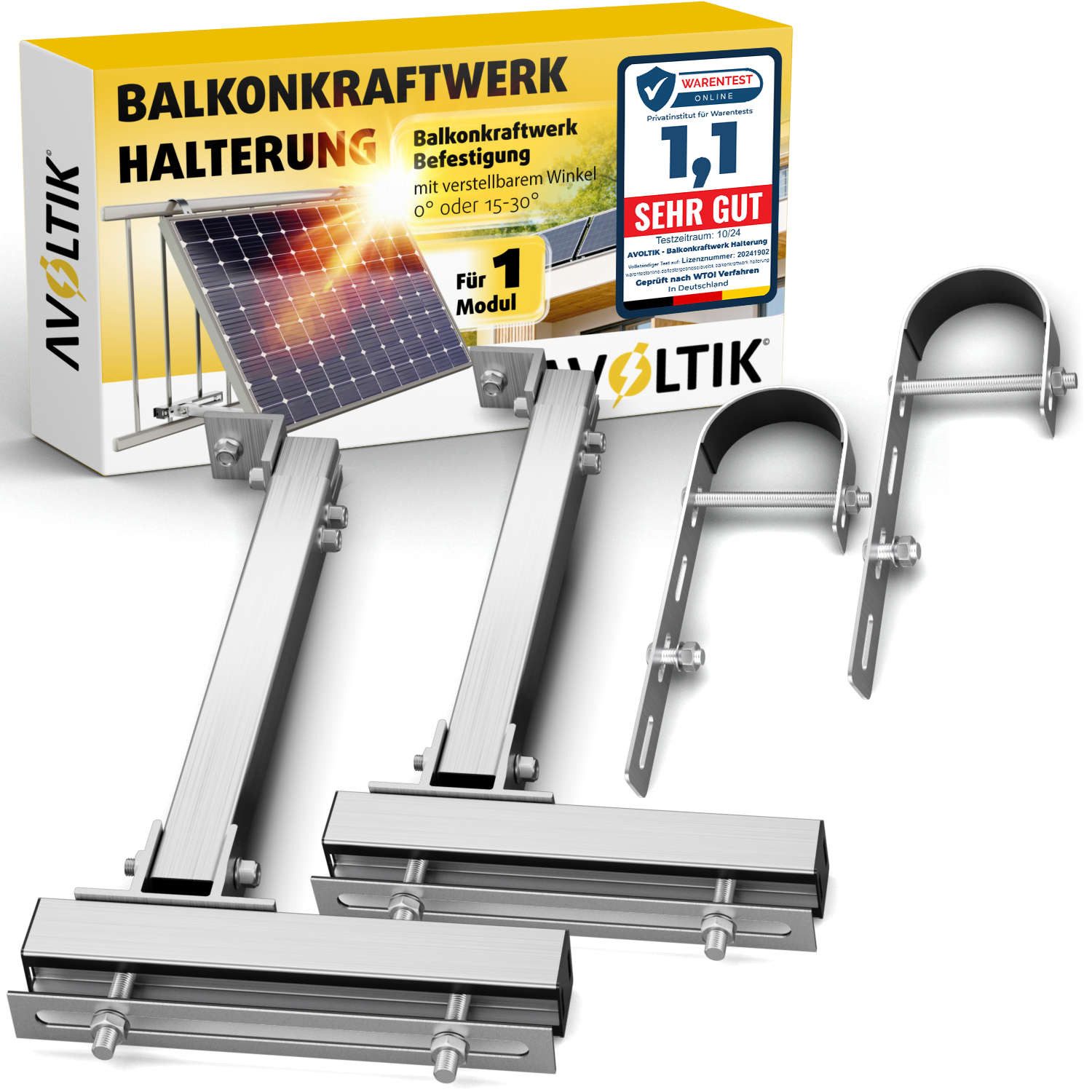 avoltik Solarmodul-Halterung Solarmodul Halterung Alu Aufständerung für Photovoltaik Winkel rund, (Balkonhalterung 1er oder 2er Set zur Auswahl, Balkonhalterung 1er oder 2er Set zur Auswahl, Farbe silber)