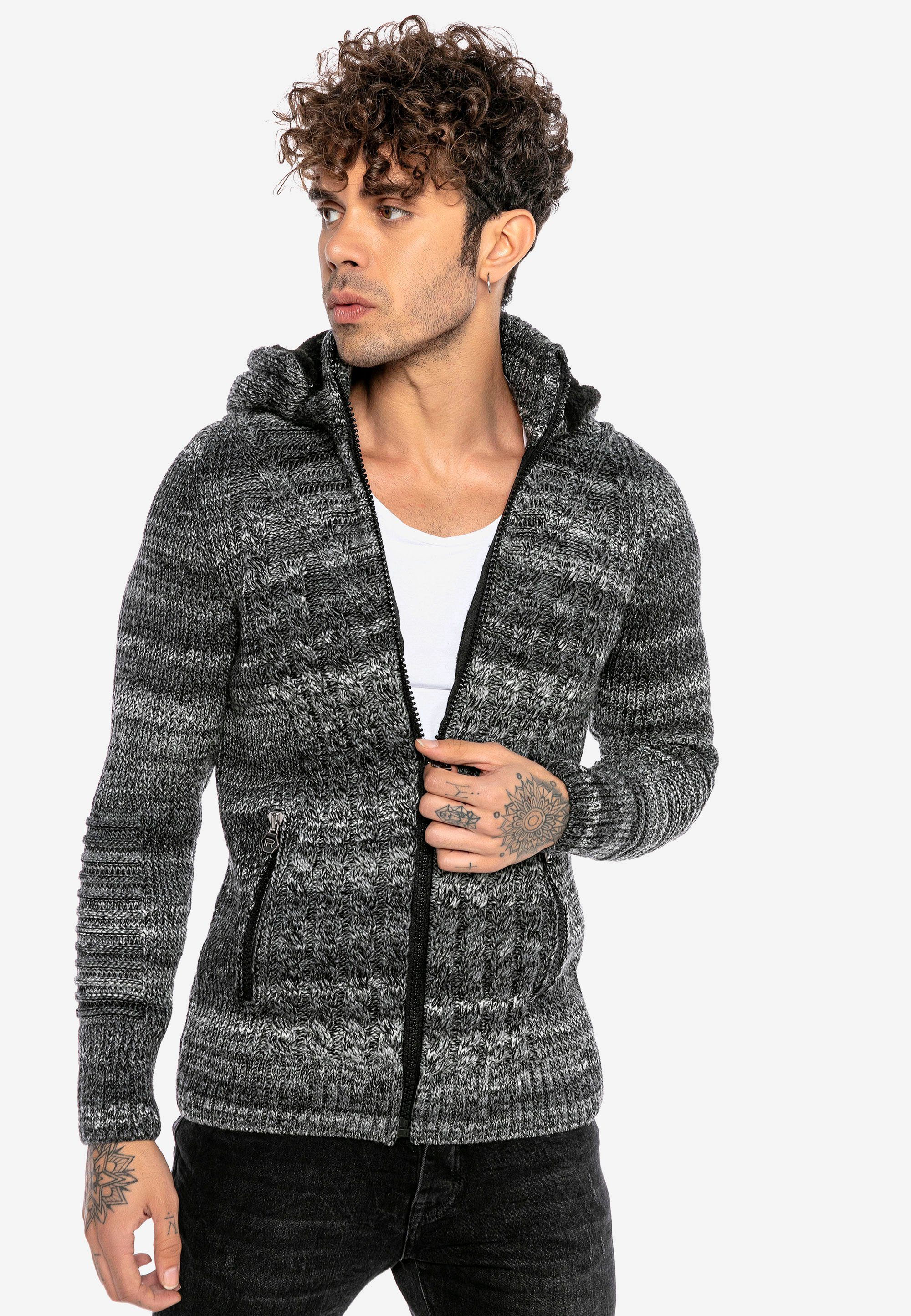 Lewisville RedBridge mit abnehmbarer Kapuze Strickjacke dunkelgrau