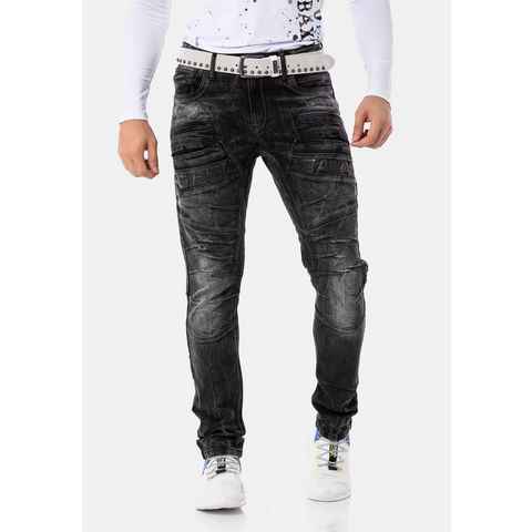 Cipo & Baxx Slim-fit-Jeans mit dekorativer Reißverschluss
