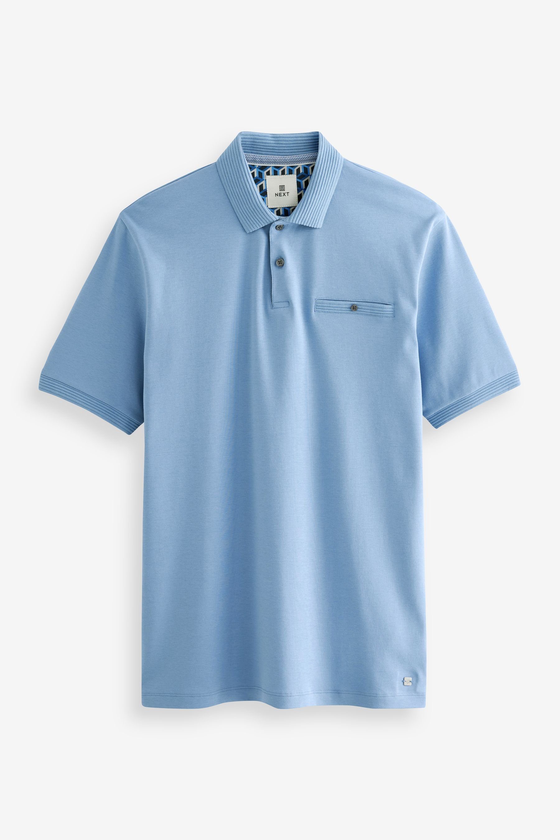 Next Schlichtes Light (1-tlg) Premium-Poloshirt Blue Poloshirt
