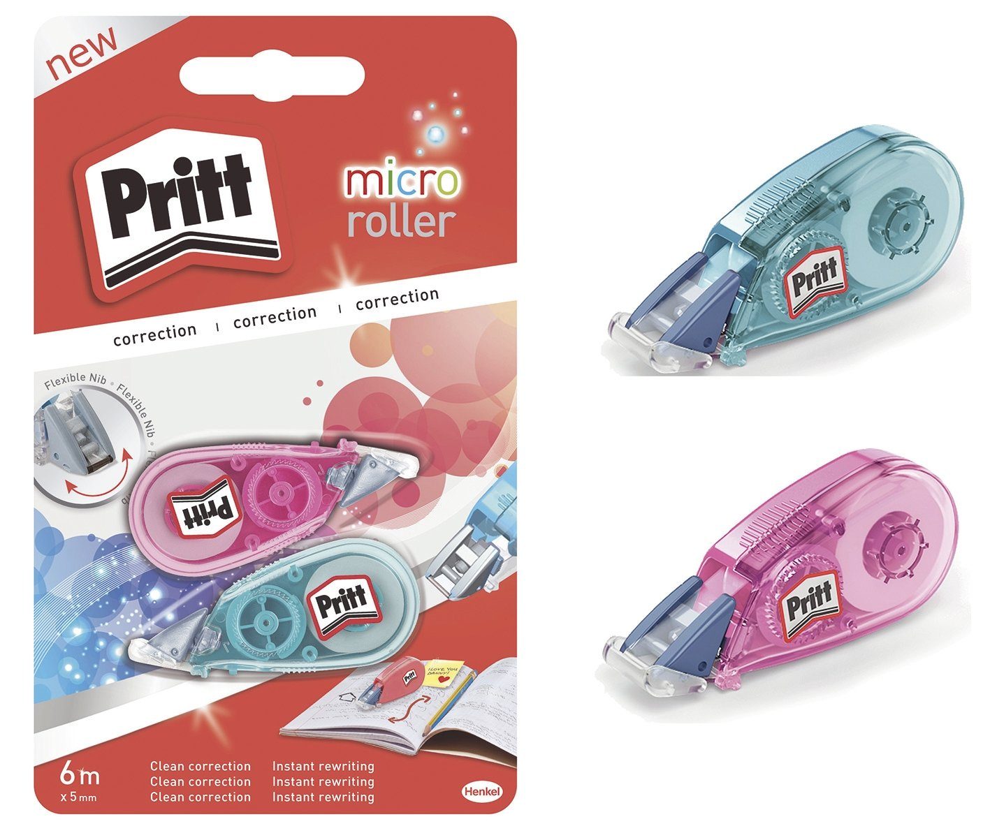 PRITT Tintenroller Pritt Korrektur Roller Micro, Breite 5 mm, Länge 6 m, 2 ST | Tintenroller