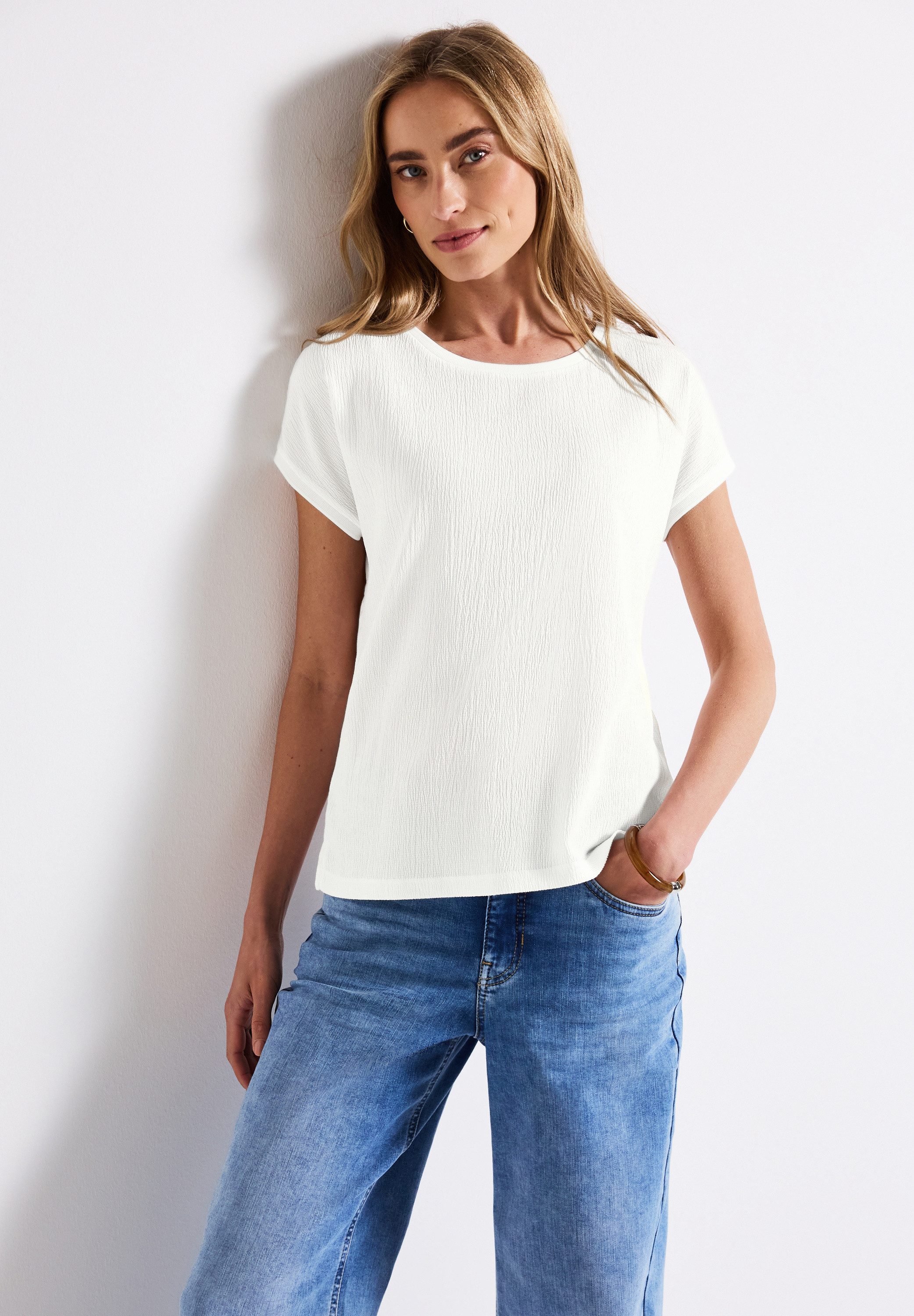 STREET ONE T-Shirt im Struktur-Mix günstig online kaufen