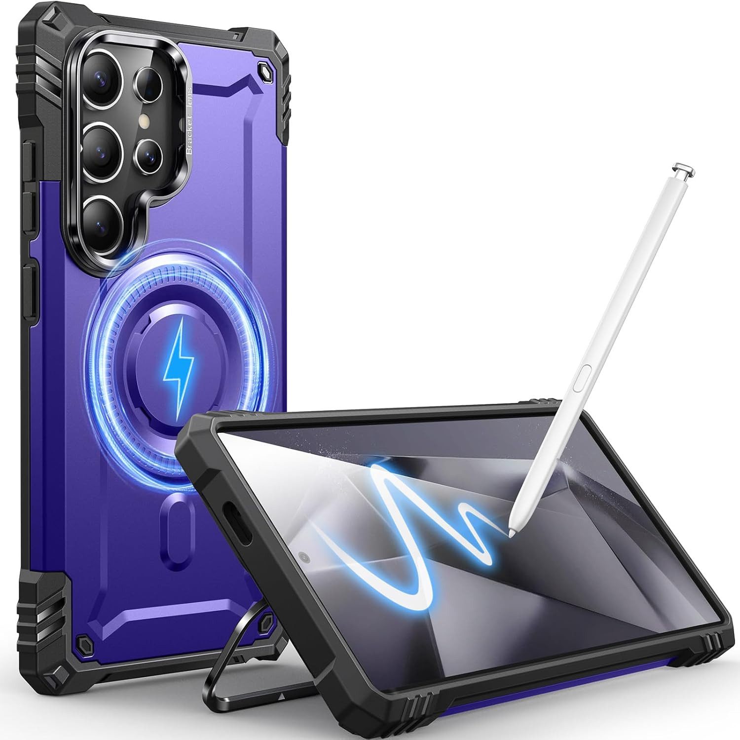 Vivitar Handyhülle Samsung Galaxy S24 Ultra Hülle (6,8 Zoll) mit integriertem 0–120, Kameraständer, MagSafe-kompatibler Magnetring, robuste Schutzhülle