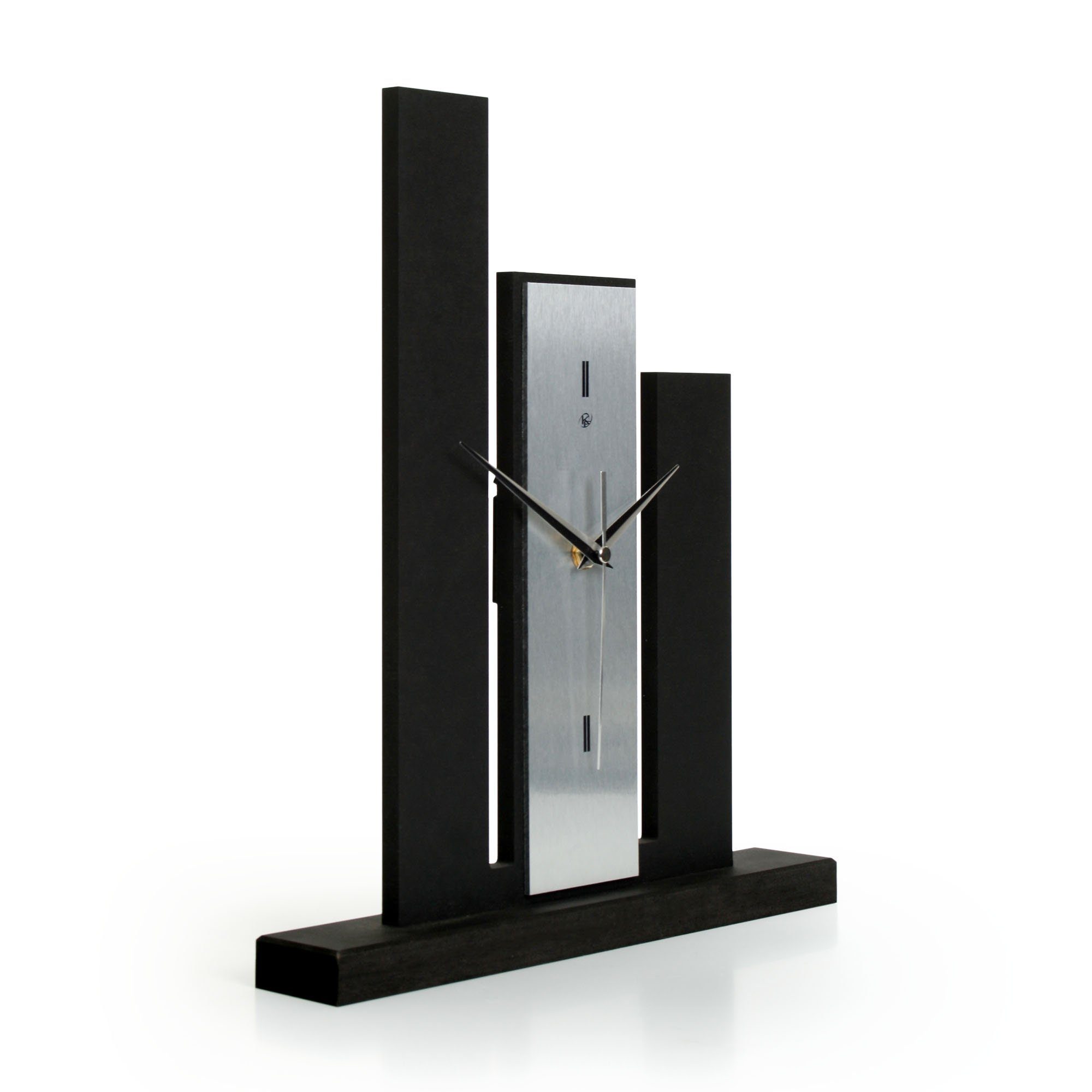 Kreative Feder modernem ohne aus Metallic-Look Designer-Standuhr schwarze in Holz, Tischuhr „Stairs“ Standuhr Ticken