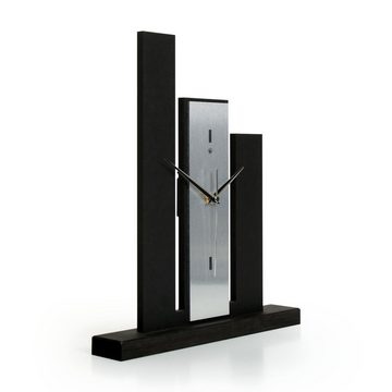 Kreative Feder Standuhr Designer-Standuhr „Stairs“ aus Holz, schwarze Tischuhr in modernem Metallic-Look ohne Ticken