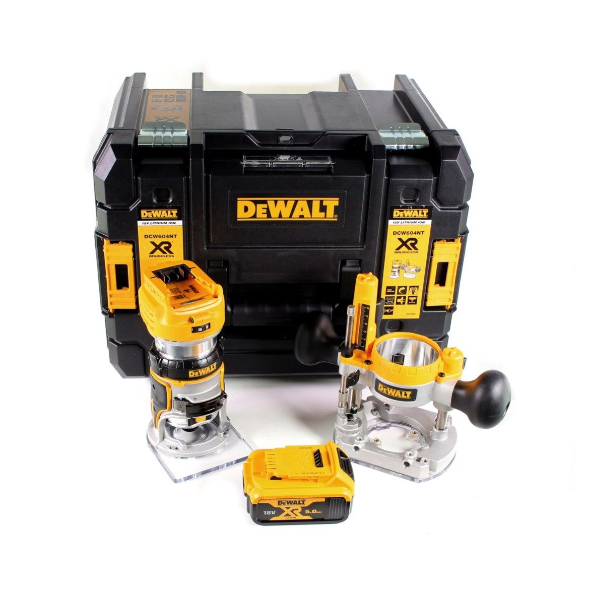 DeWalt Oberfräse DCW 604 NT Akku Kombifräse 18V 55mm + 1x Akku 5,0 Ah in TSTAK