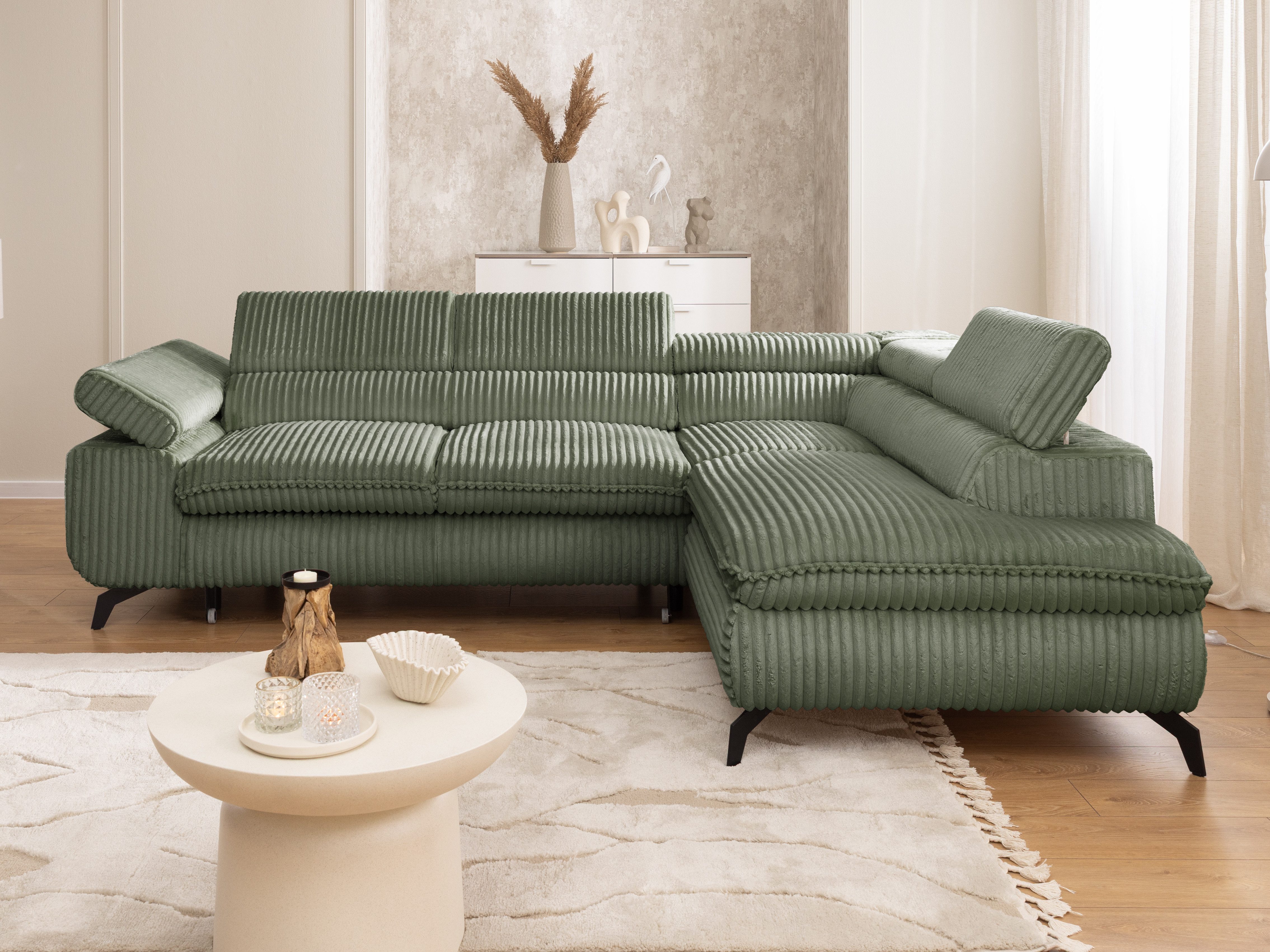 S-Style Möbel Ecksofa Bonnie mit Schlaffunktion Bettkasten und Kopfteilvers günstig online kaufen