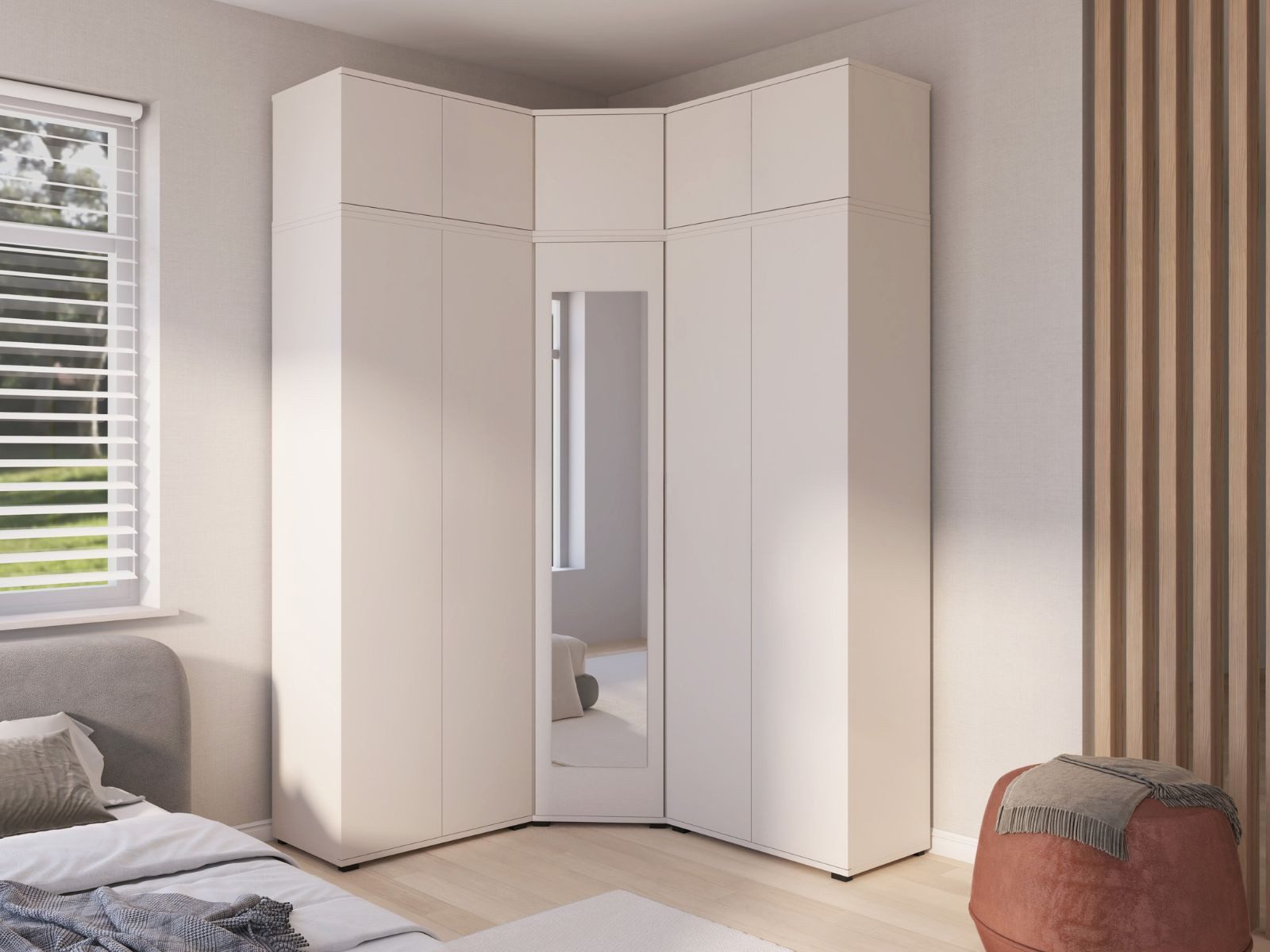 Compleo Eckkleiderschrank mit Aufsatz Kaschmir, Elegant design, Garderobenschrank