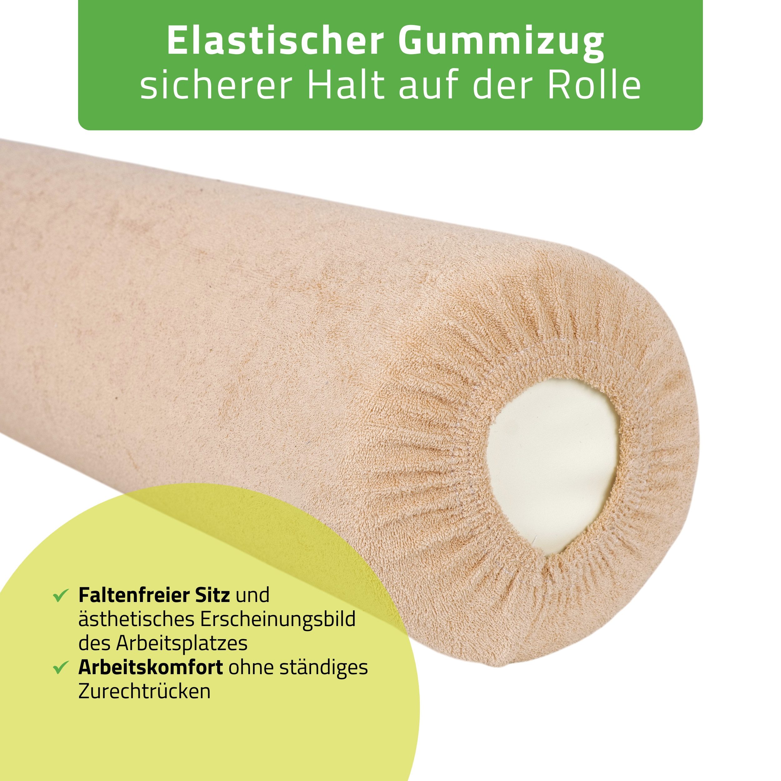 Habys Massageliege Frottee Bezug für Lagerungsrolle, Vollrolle, Nackenkissen, 15x60 cm