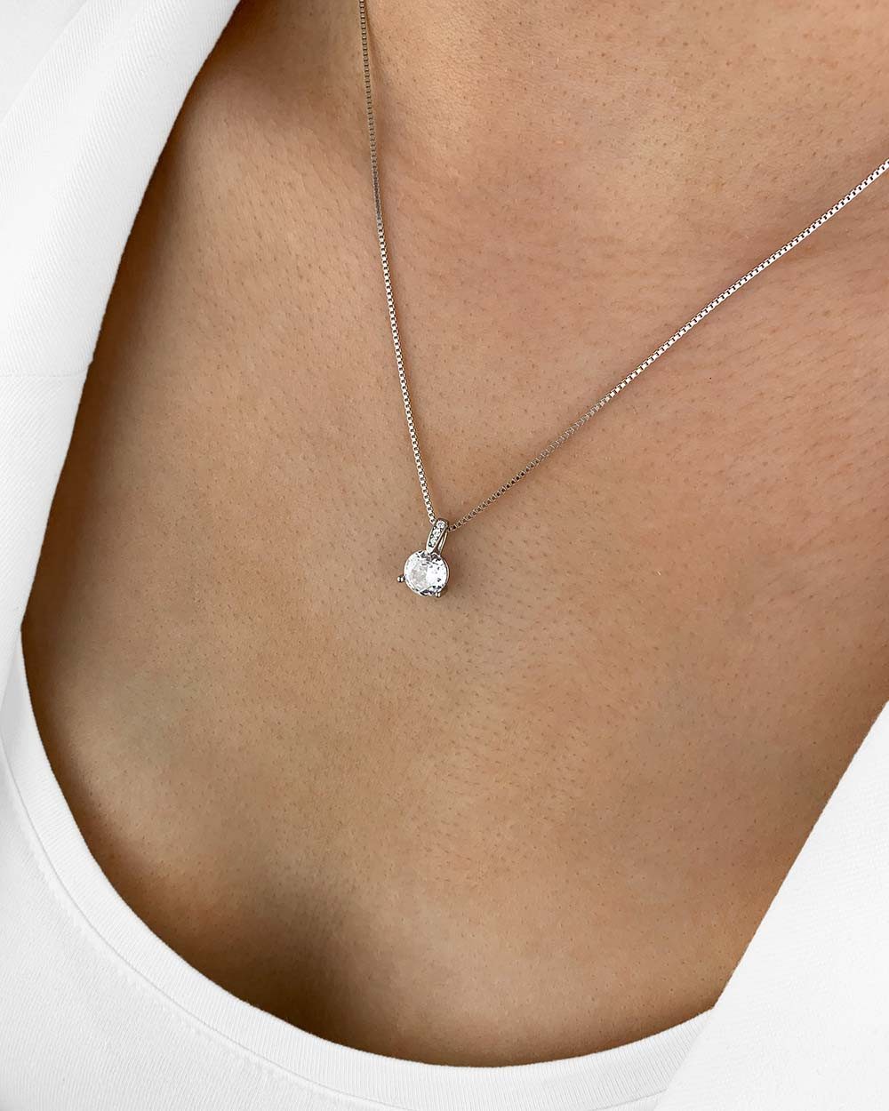 Kette mit Anhänger 'Marilyn' Damen Halskette Silber 925 Solitär Anhänger