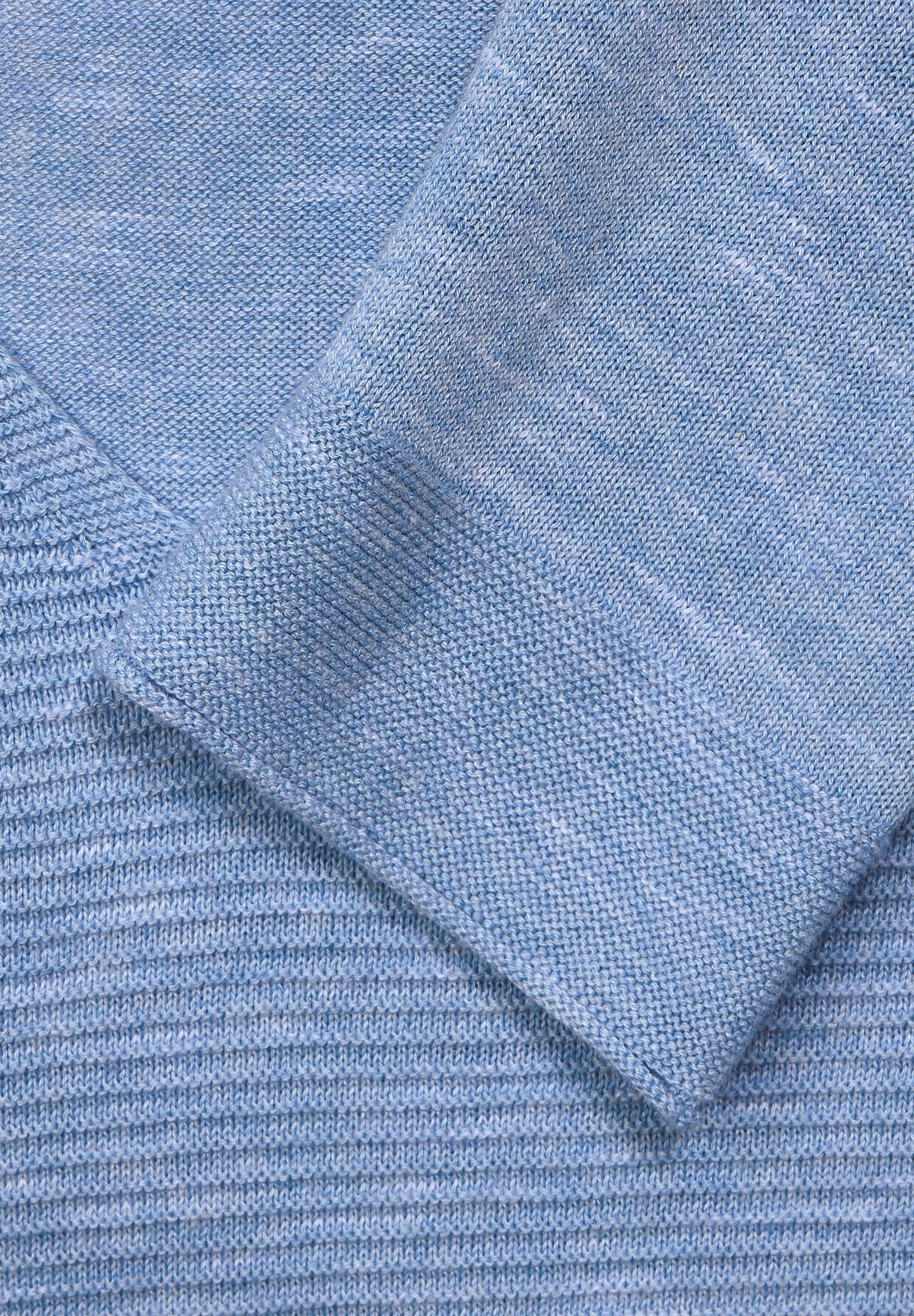 Streifen-Struktur heather blue Cecil real mit V-Ausschnitt-Pullover melange