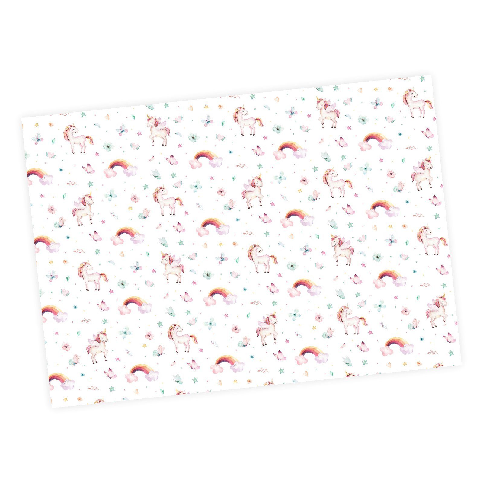 nikima Оберточная бумага Einhorn bunt Aquarell Упаковочная бумага, 5 Bögen