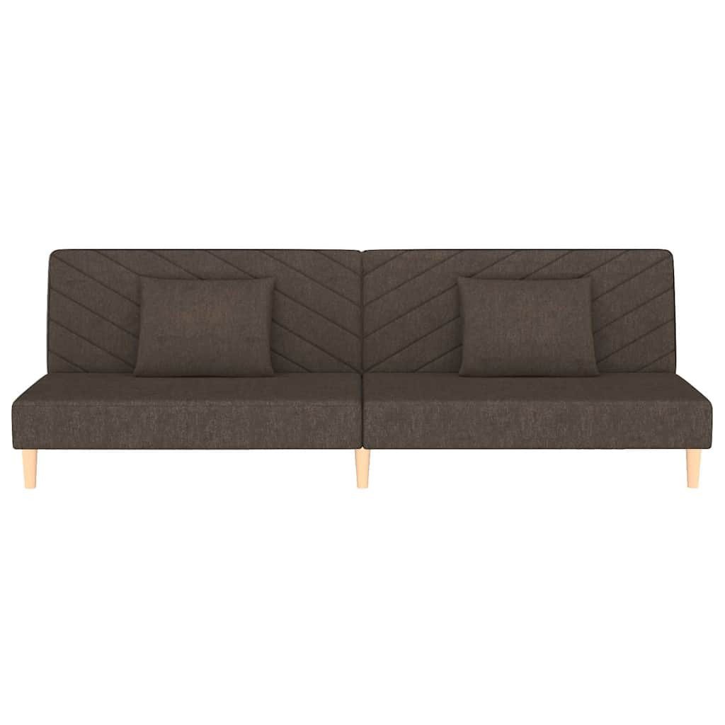 vidaXL Sofa Schlafsofa 2-Sitzer mit 2 Kissen Braun Stoff