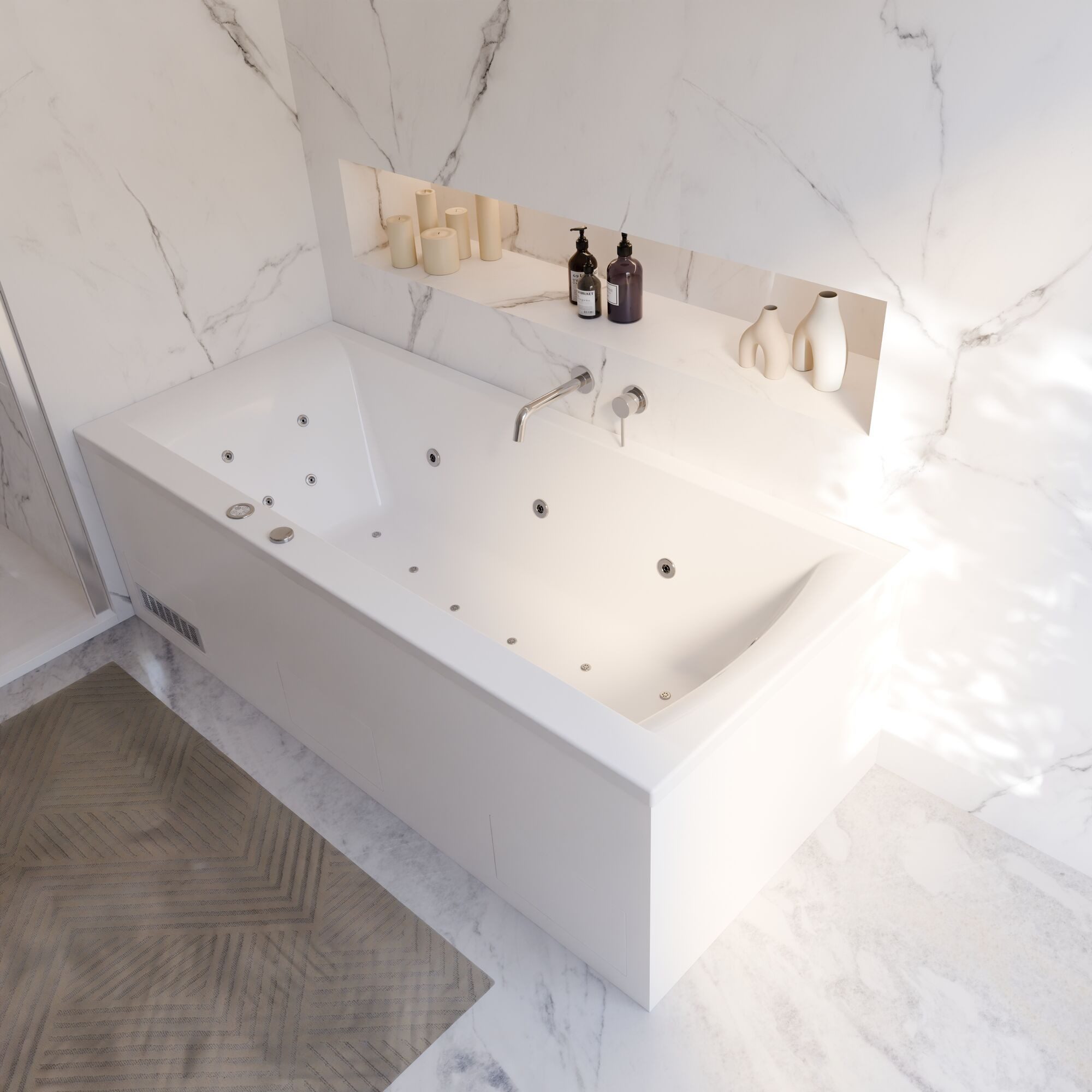 Schulte Whirlpool-Badewanne Onda, Sanitäracryl, Weiß, Größenauswahl, (Komplettsystem), Hydro-Jet Massage- und Luftsystem