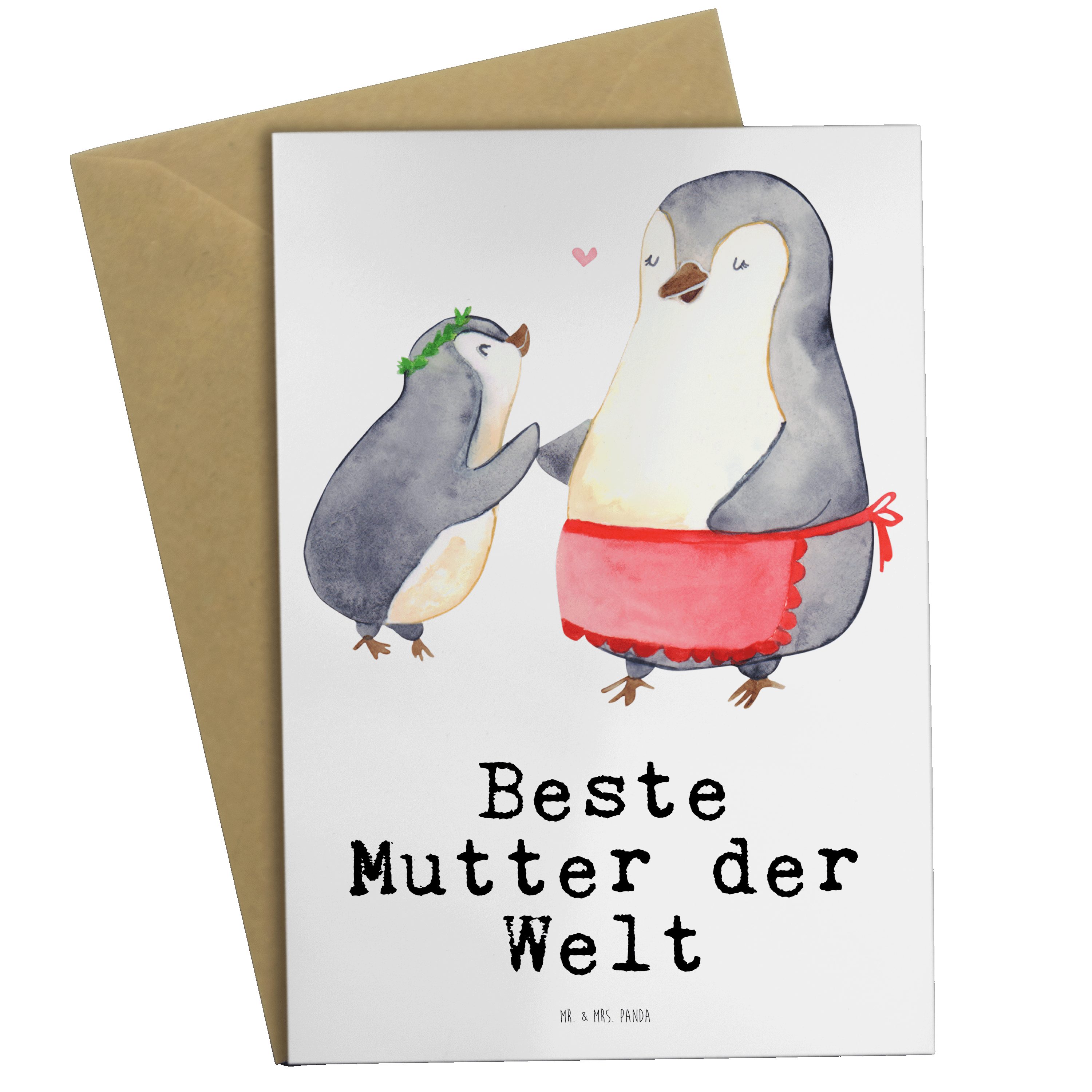 Mr. & Mrs. Panda Grußkarte Pinguin Beste Mutter der Welt - Weiß - Geschenk,  Supermama, Schenken