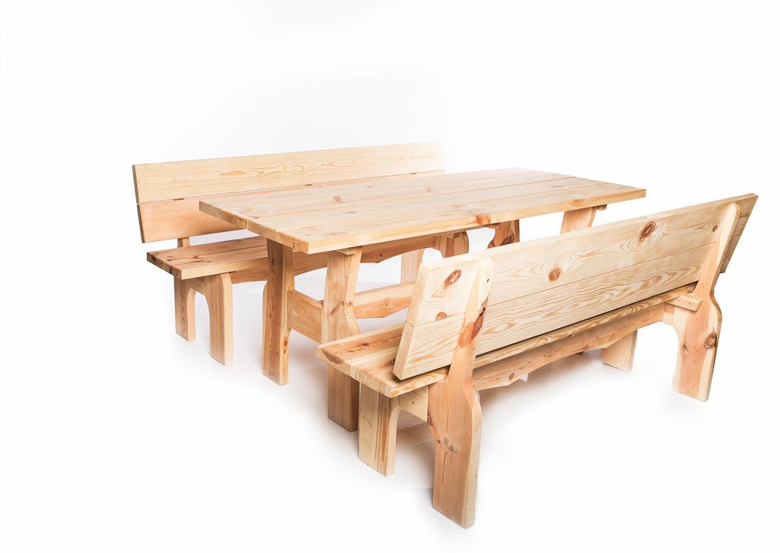 Mega-Holz Sitzgruppe Gartengarnitur "Schweden" Set, (Funktionsset, 3-tlg),  modernes Design, massives Kiefernholz