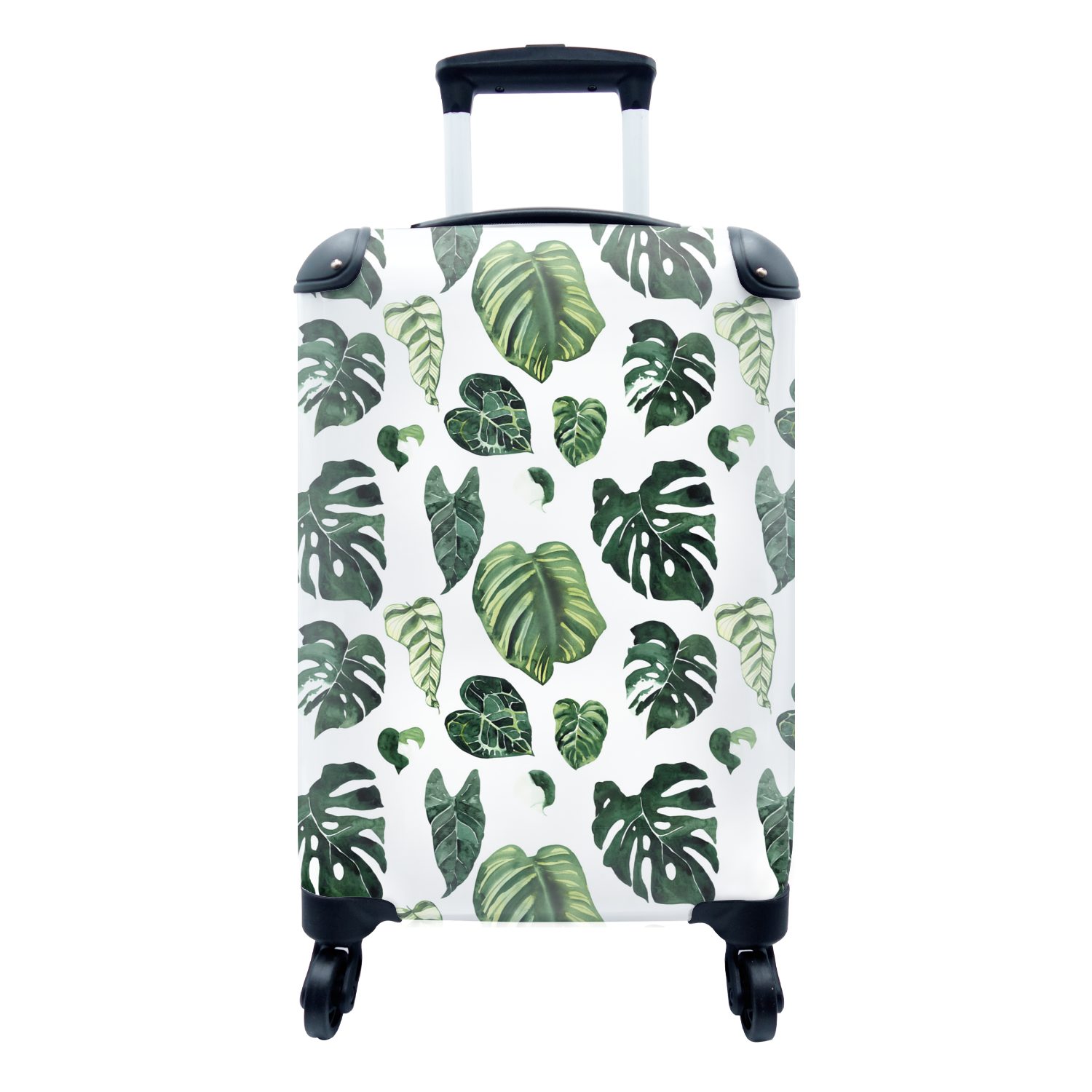 MuchoWow Handgepäckkoffer Tropisch - Blätter - Grün, 4 Rollen, Reisetasche mit rollen, Handgepäck für Ferien, Trolley, Reisekoffer