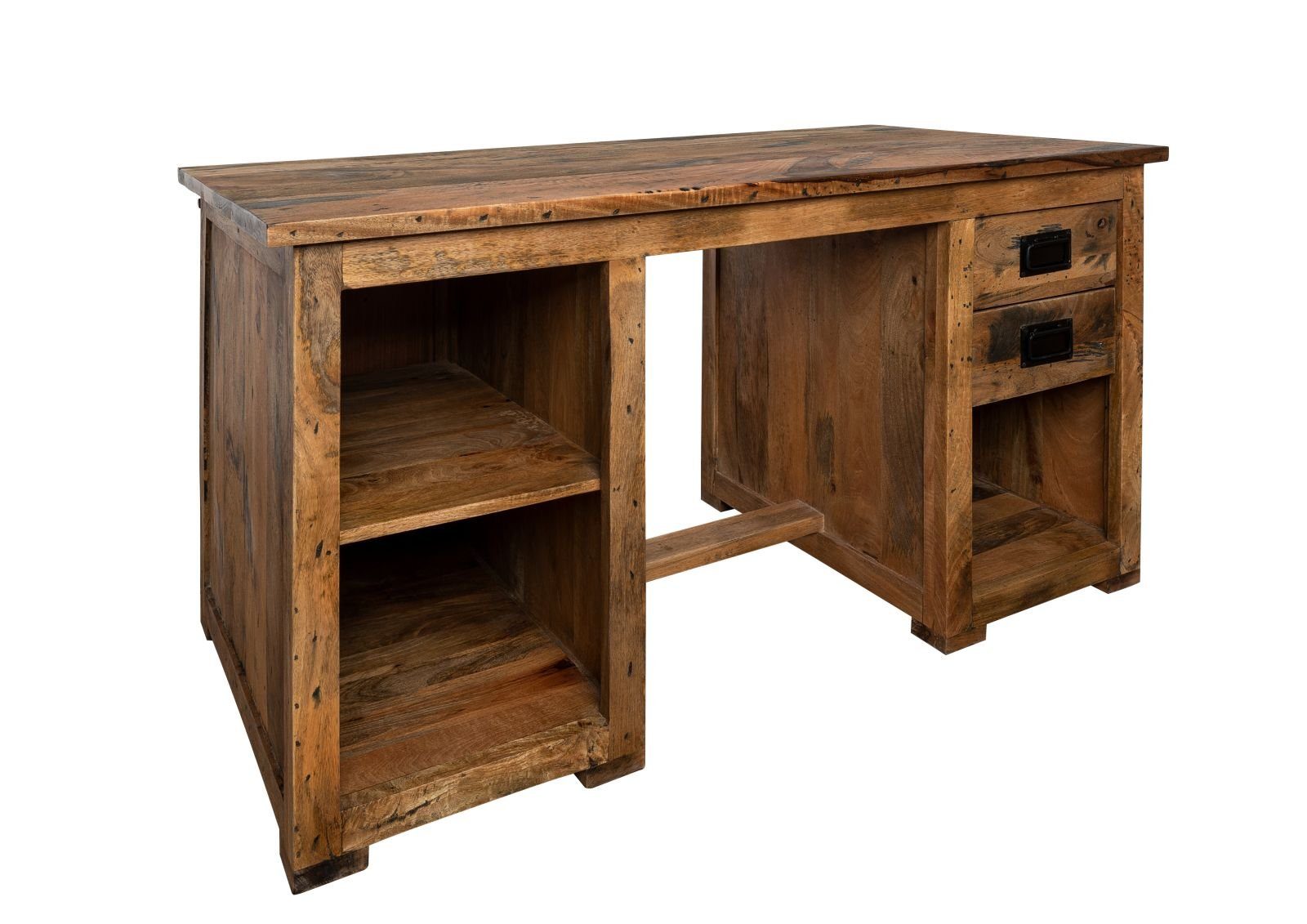 Massivmoebel24 Schreibtisch RAILWAY (Massivholz, Massivholztisch), Schreibtisch Mango 140x80x76 natur lackiert RAILWAY #161