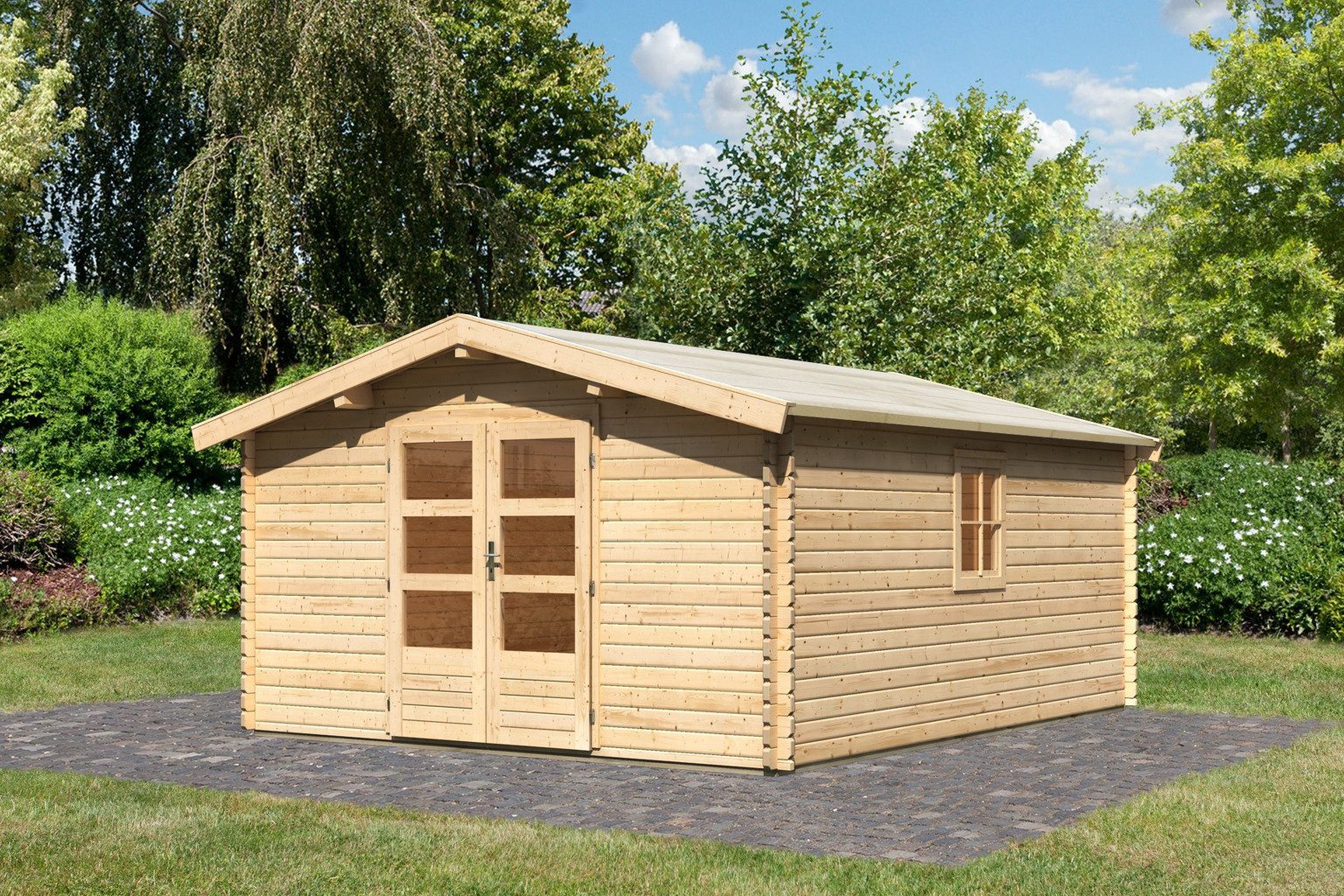 Karibu Gartenhaus Karibu Gartenhaus Mühlheim, 38mm, 364 x 477 x 246 cm, Modell 7, natur