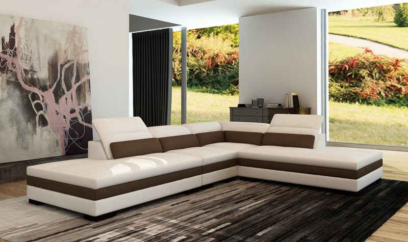 JVmoebel Ecksofa, Ledersofa Couch Wohnlandschaft Eck Design Modern Sofa 5127