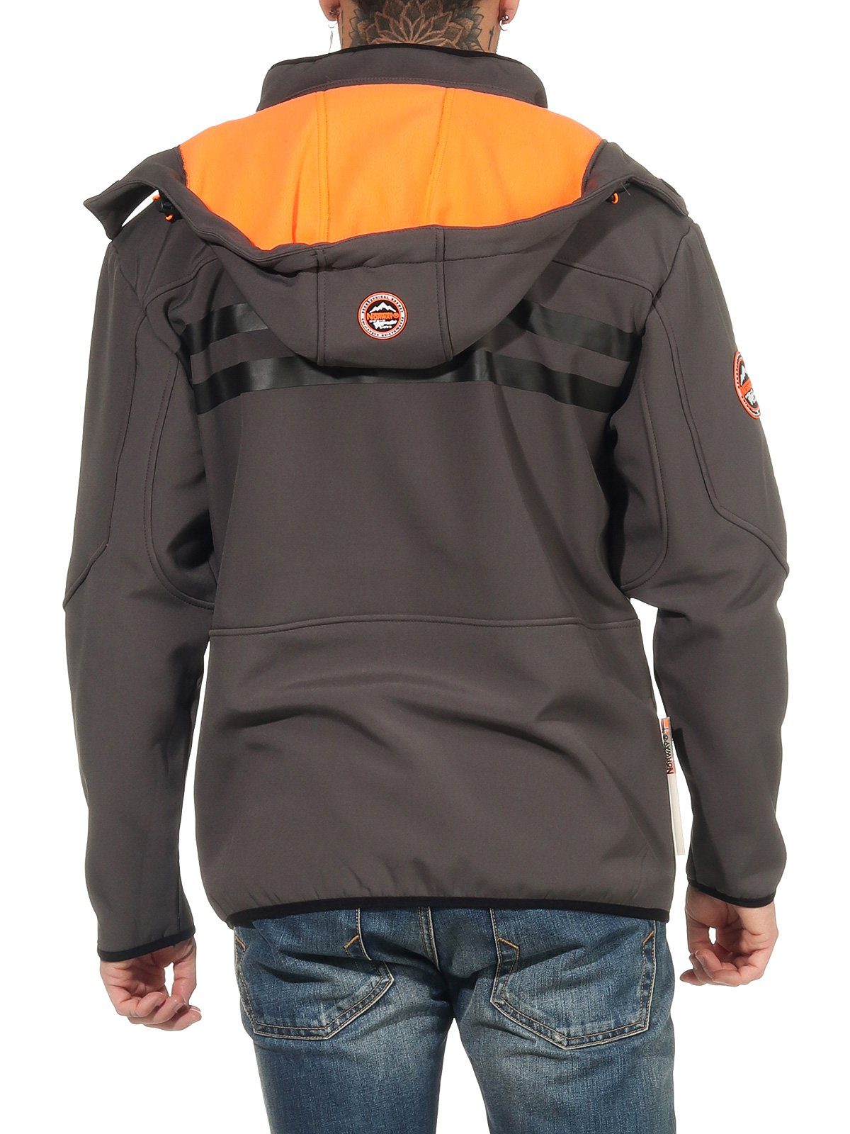 Geographical Norway Softshelljacke Herren Softshell Sport Outdoor Wander Trekking Jacke in Unifarbe, mit abnehmbarer Kapuze, mit Stehkragen