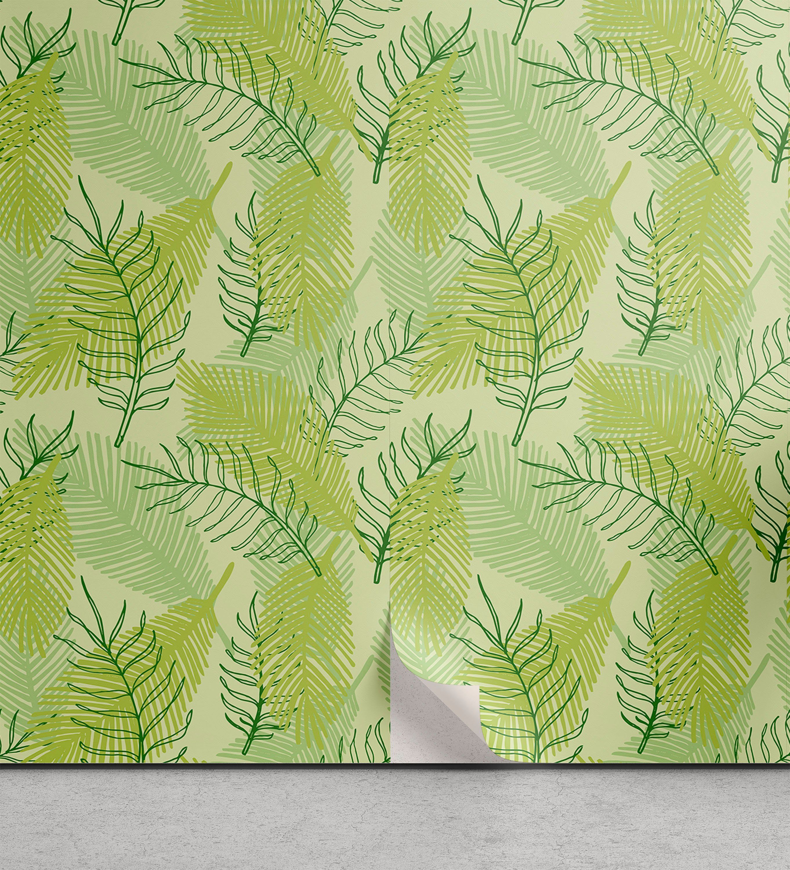 Abakuhaus Vinyltapete selbstklebendes Wohnzimmer Küchenakzent, Botanisch Skizzierter Zipfel Pflanzen