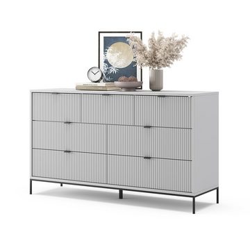 Vicco Sideboard Kommode Eliza Grau mit 7 Schubladen