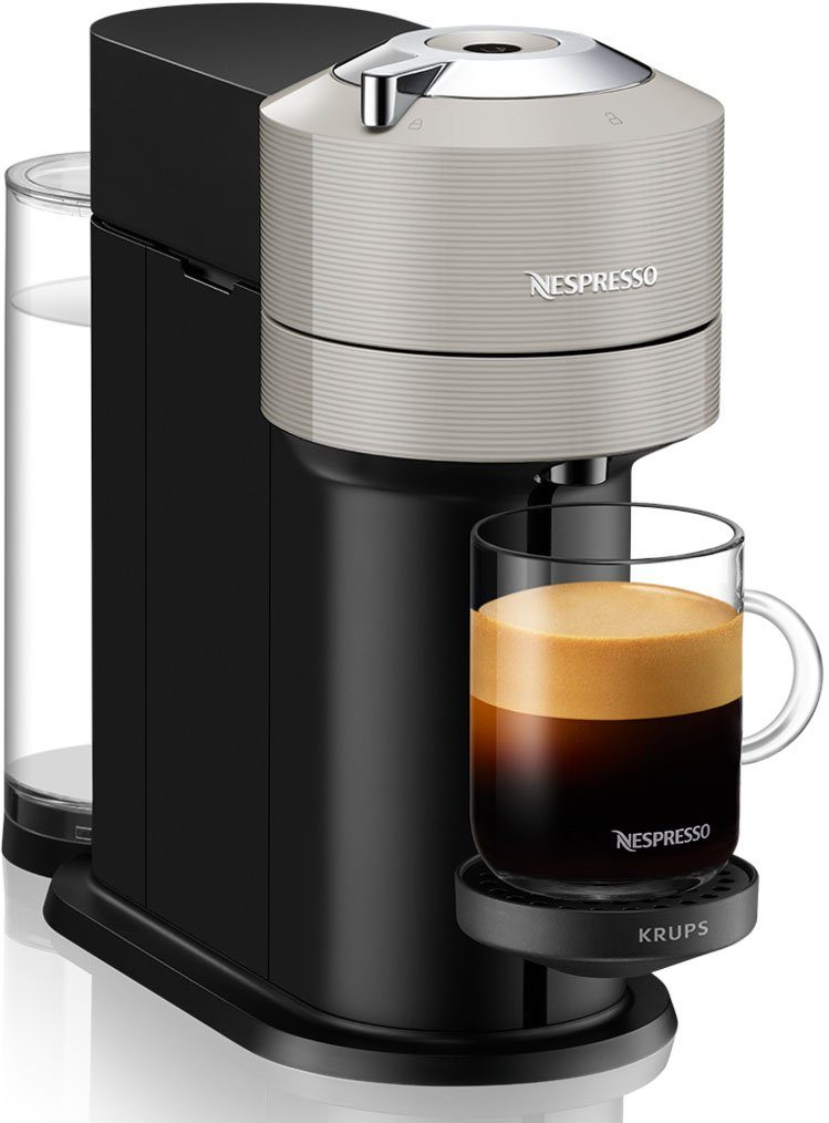 NESPRESSO Kapselmaschine Vertuo Next Basic XN910B von Krups, 54 % aus recyceltem Kunststoff, inkl. Willkommenspaket mit 12 Kapseln