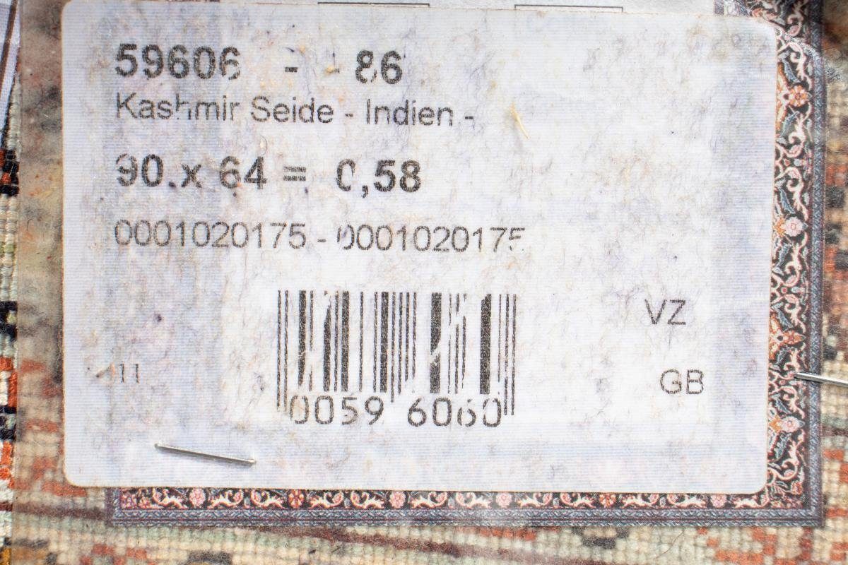 4 mm Trading, 65x89 Höhe: rechteckig, Seidenteppich Orientteppich, Seide Handgeknüpfter Kaschmir Nain