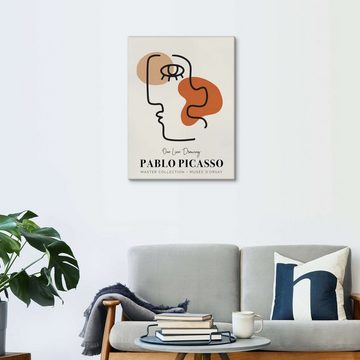 Posterlounge Leinwandbild, Pablo Picasso One Line Drawing I, Wohnzimmer Minimalistisch Malerei