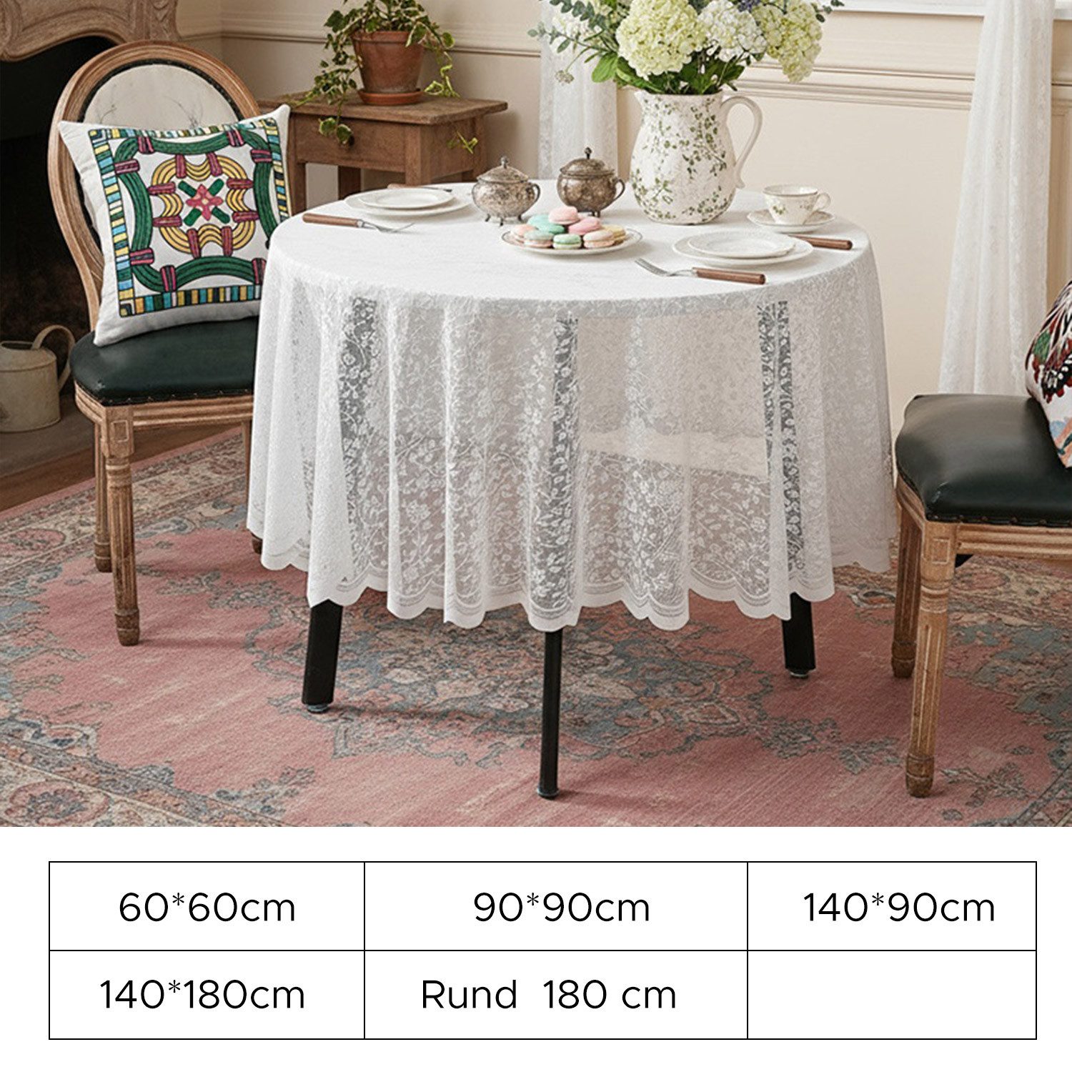 Refttenw Tischdecke Vintage-Spitzentischdecke im Landhausstil - Tischdeko, Wohnaccessoire (1-tlg), Quadratisch / Rund