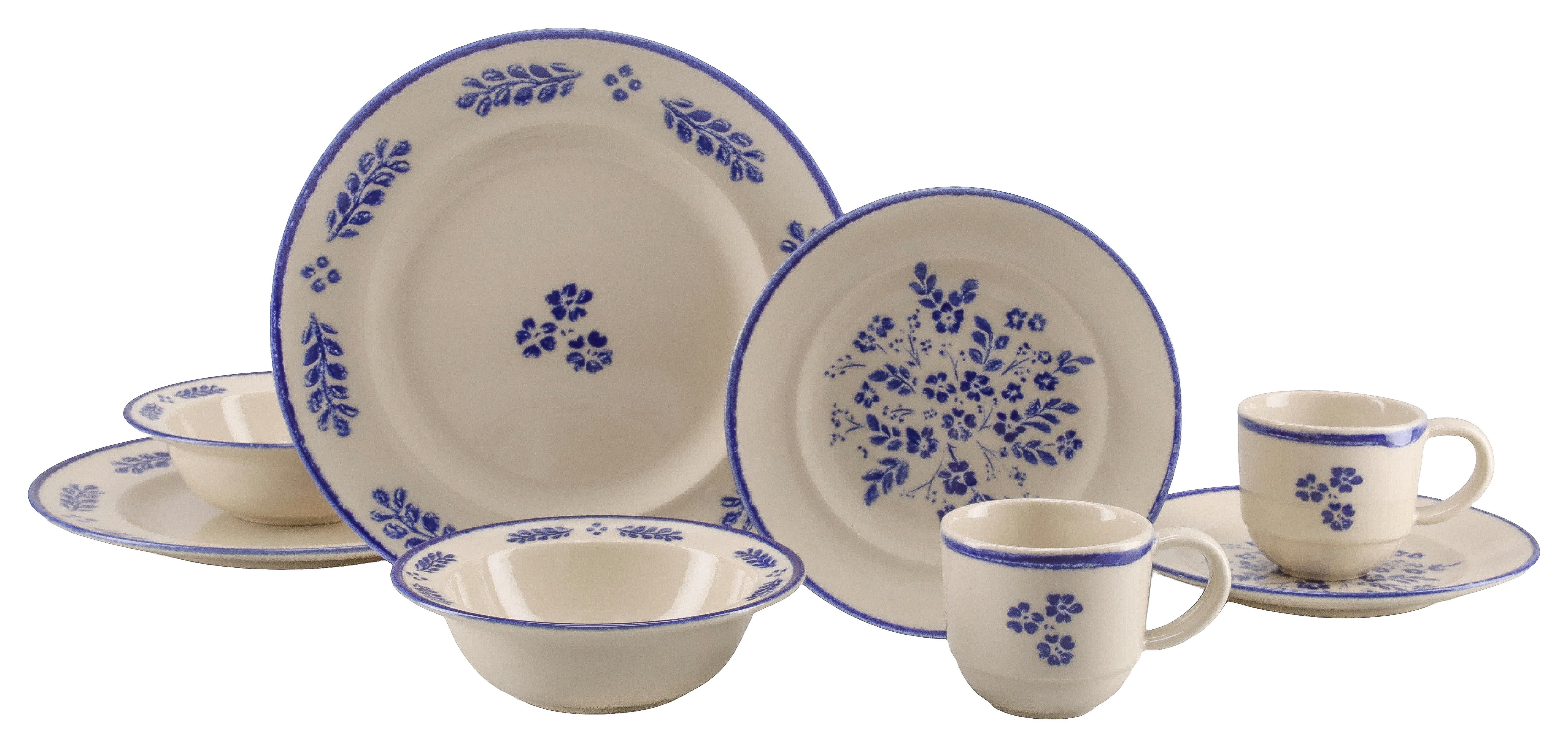 CreaTable Kombiservice Rondo Cottage, Geschirr-Set, 8-tlg. (8-tlg), 2 Personen, Steinzeug, Hochwertiges Steinzeug, Leicht cremefarbene Naturglasur