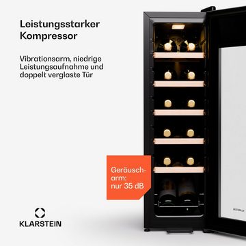 Klarstein Weinkühlschrank Shiraz Premium Smart 12 slim SS, für 12 Standardflaschen á 0,75l,Wein Flaschenkühlschrank Weintemperierschrank Weinschrank Kühlschrank