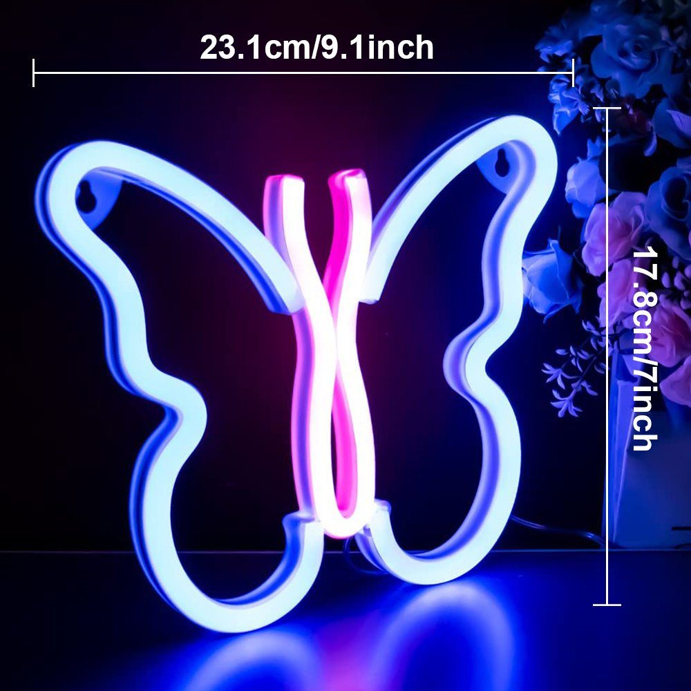 Rosnek LED Dekolicht Schmetterling/Kirsche/Herz, für Schlafzimmer Weihnachten, Kinderzimmer Deko