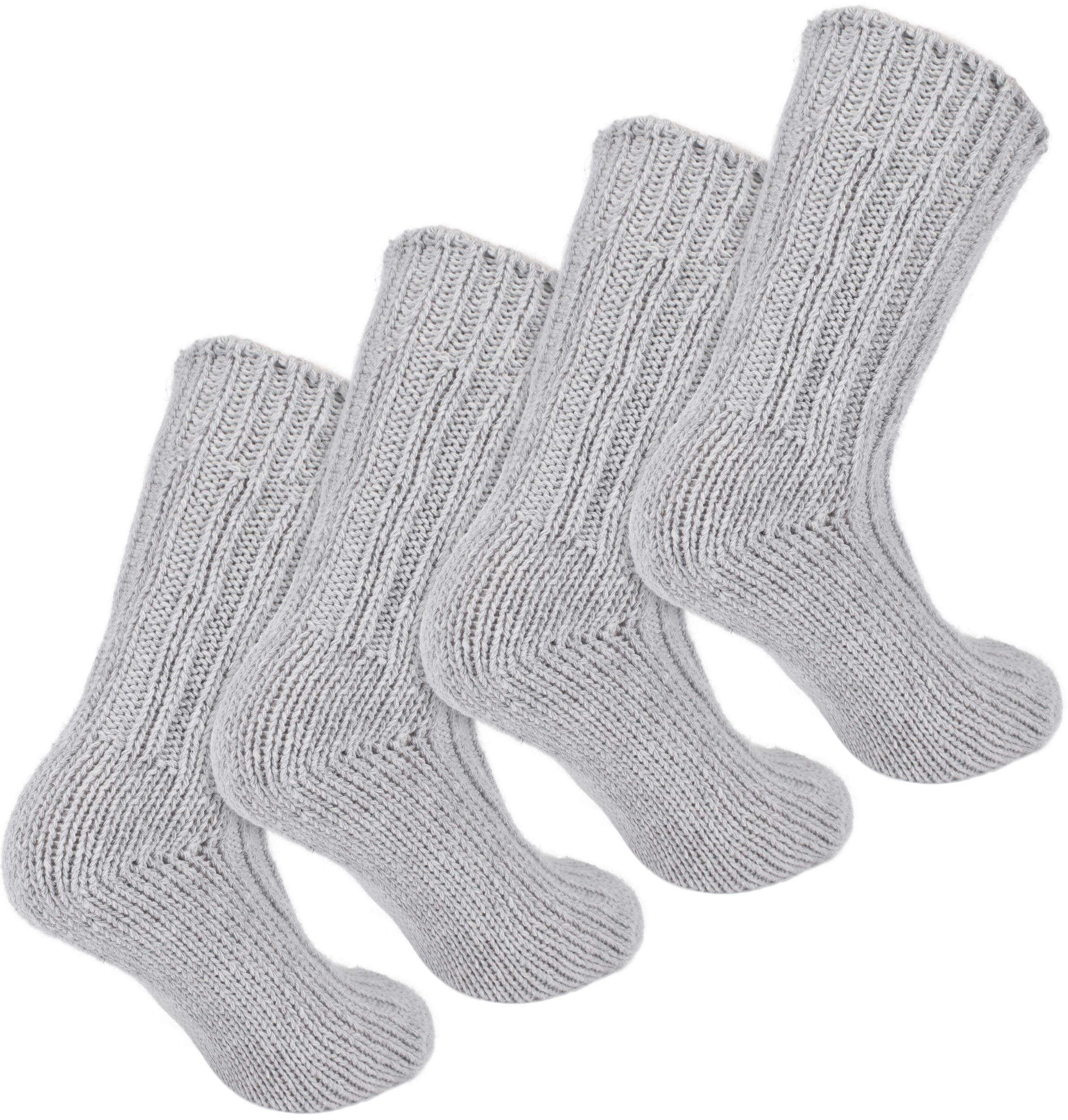 und Damen Stricksocken Winter - - mit Schafwolle Socken (2-Paar) Thermosocken BRUBAKER Set Grau Warm Wintersocken Flauschig Wollsocken und - Herren für