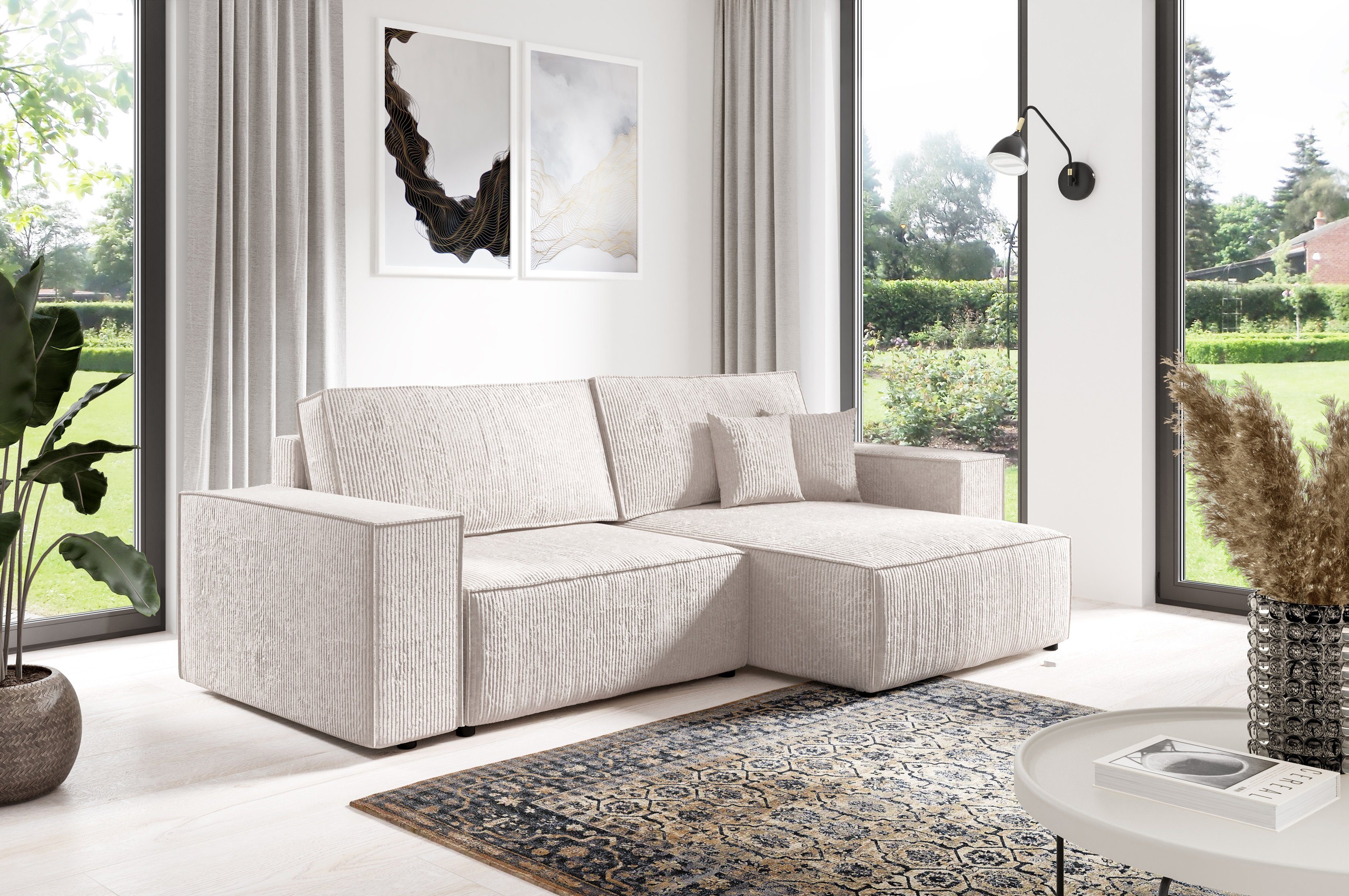 Compleo Ecksofa BOSTON MINI, Schlaffunktion Liegefläche Schlafzimmer, 200 Wohnzimmer 135 mit cm, Bettkasten, x