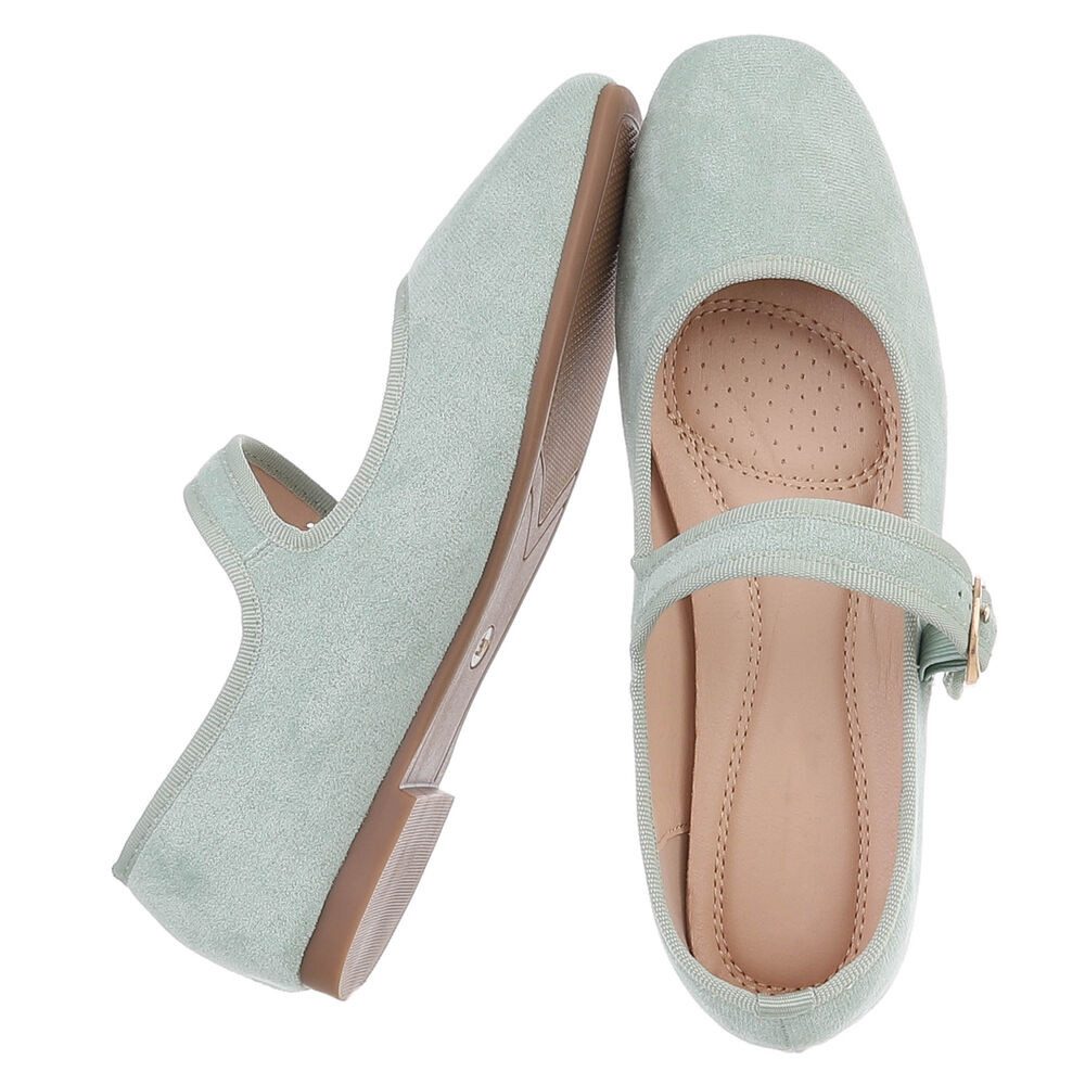 Ital-Design Elegante Flats mit Riemen für Damen – ideal für Alltag Schnürpumps (91554688) Blockabsatz Riemchenballerinas in Hellgrün